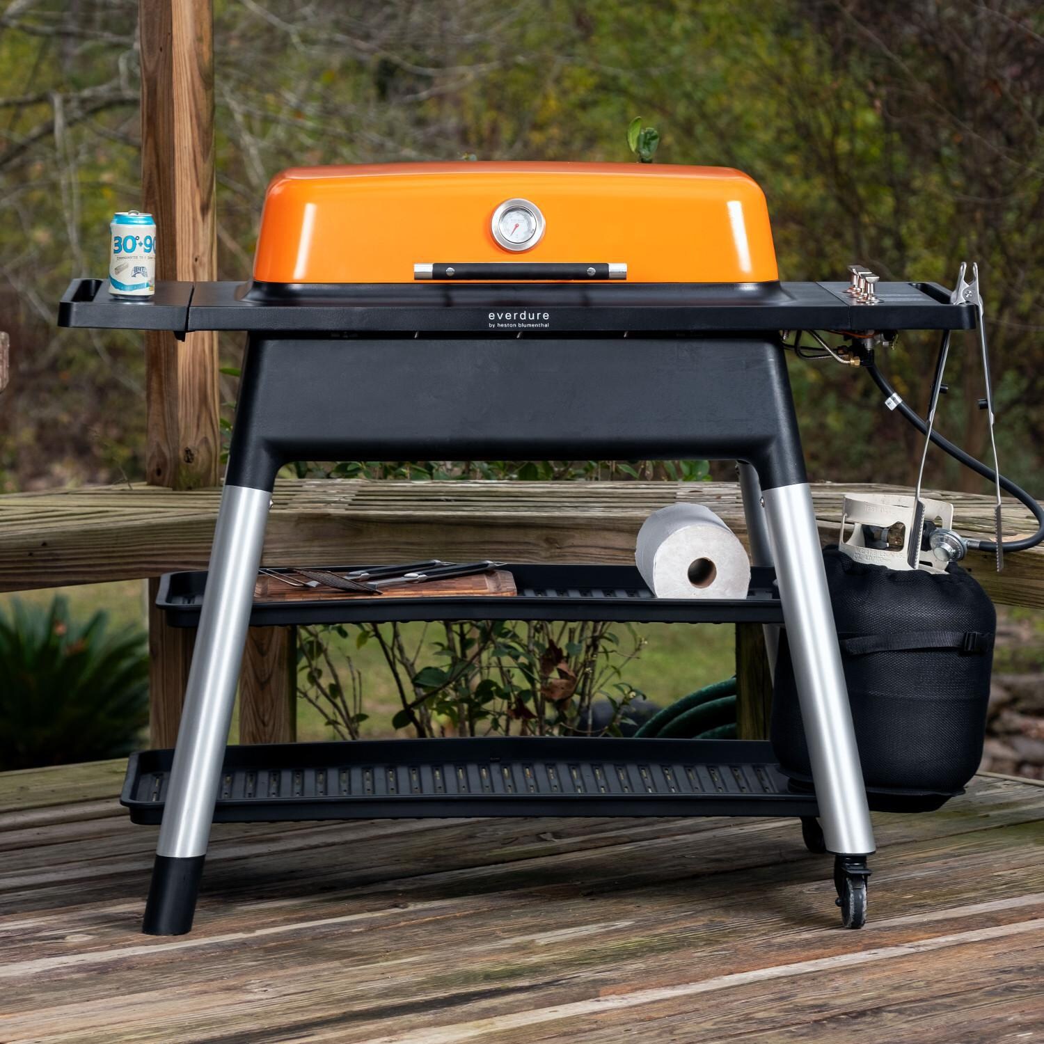 Everdure HBG3OUS FURNACE 52-Inch 3-Burner Propane Gas Grill With Stand - Orange Lifestyle  thumbnail