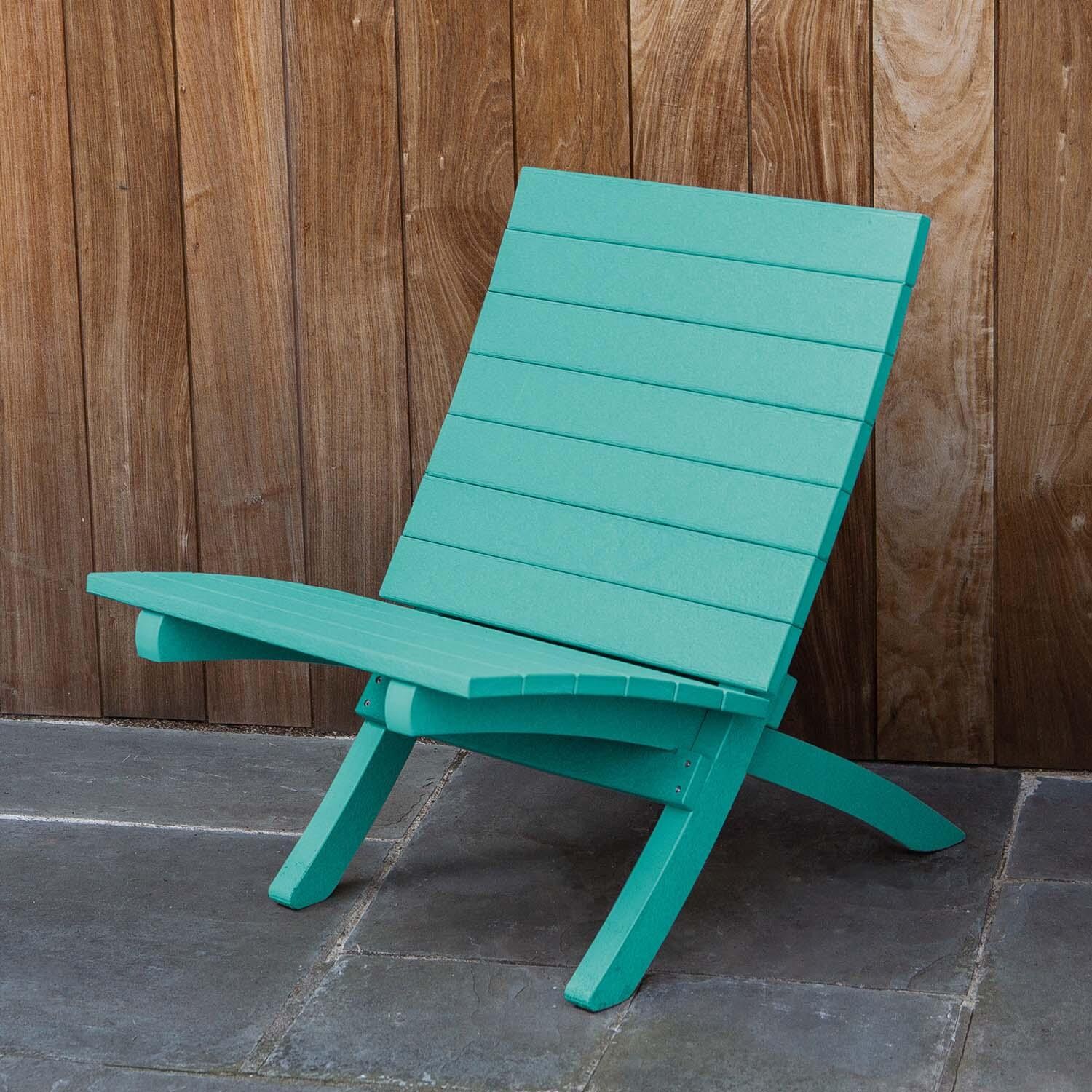 Hazel Cove Recycled Plastic Folding & Stacking Dining Side Chair in Seaglass Blue by Lakeview Outdoor Designs