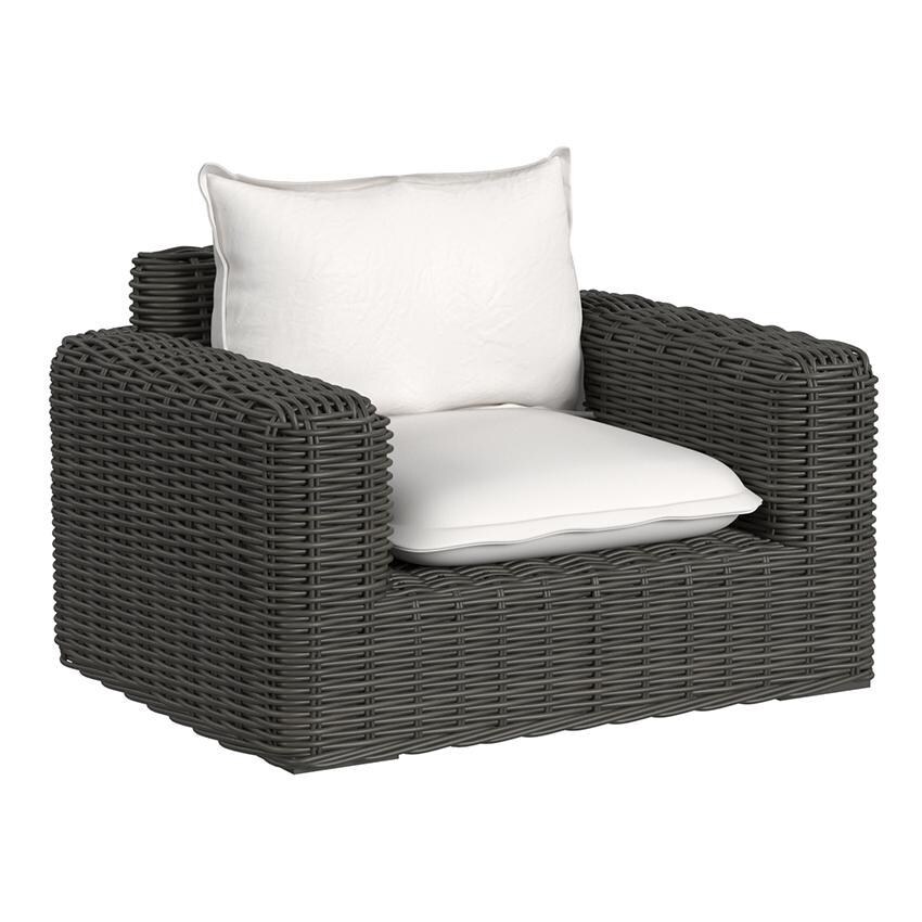 Cabo Resin Wicker Oversized Club Chair in Kahlua/Soothe Pearl by Sunset West - White Background thumbnail