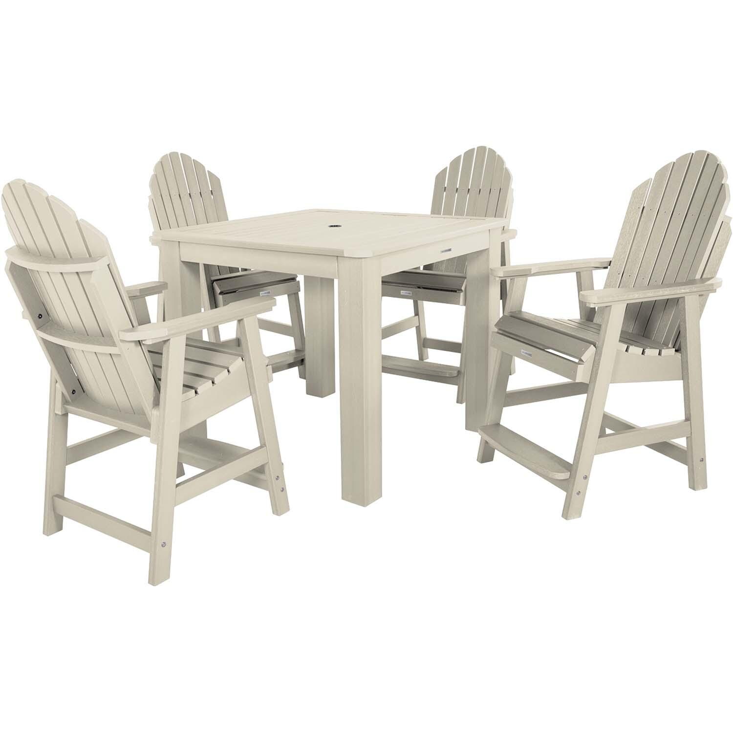 Dream Bay 5 Pc Square Counter-Height Dining Set in Whitewash by Lakeview Outdoor Designs - White Background thumbnail