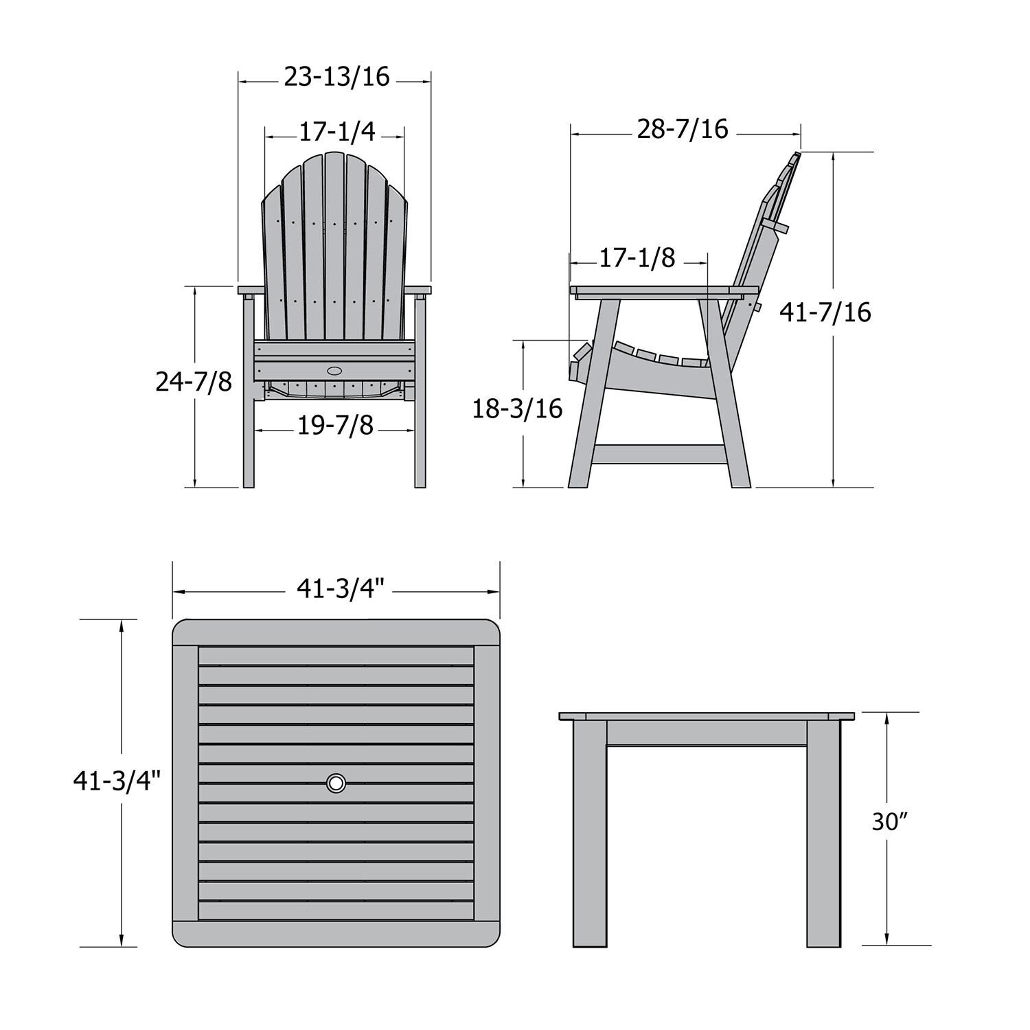 Dream Bay 5 Pc Square Dining Set in Nantucket Blue By Lakeview Outdoor Designs - Dimensional thumbnail