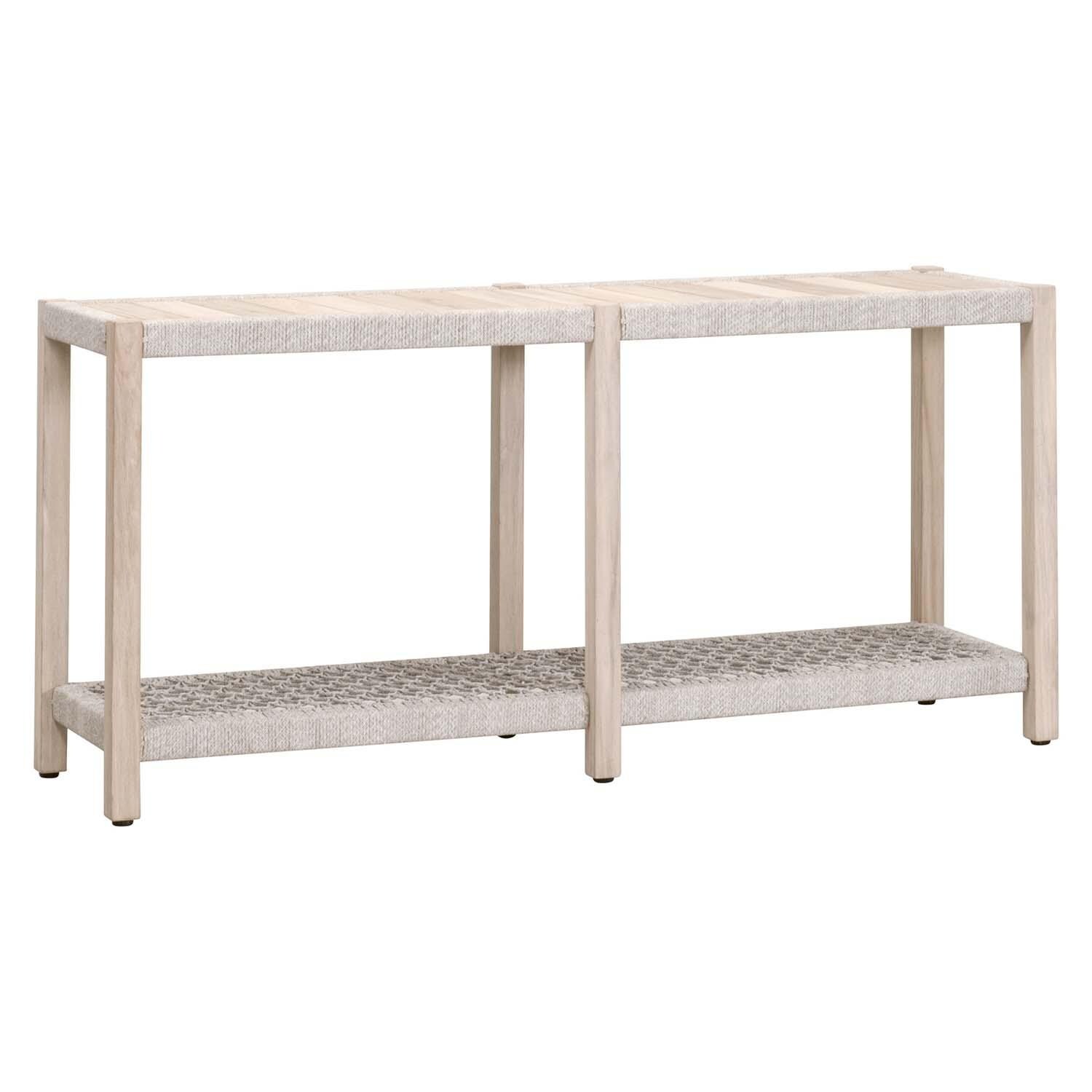 Lakeview Heritage Way Taupe & White Woven Rope Console Table - Side View thumbnail