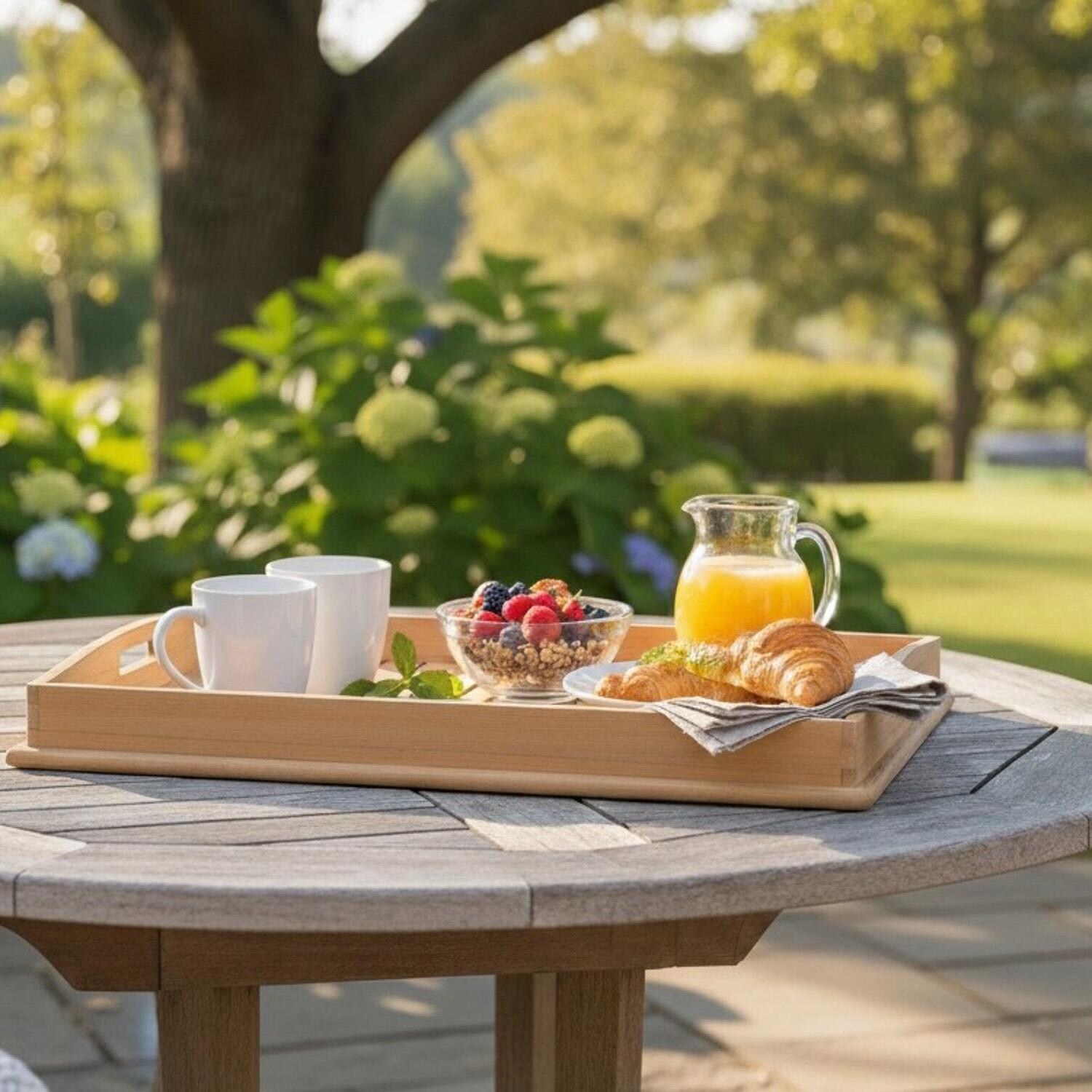 Royal Teak Collection Table Tray - On Table - Lifestyle thumbnail