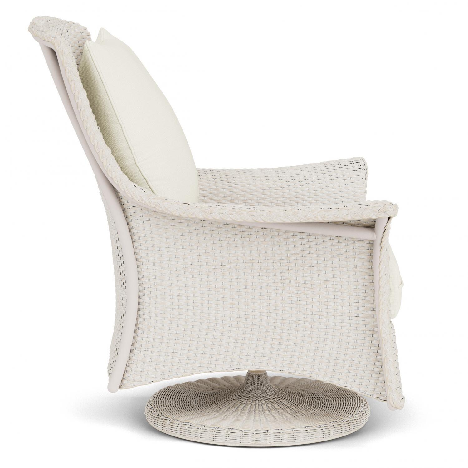 Lloyd Flanders Mandalay Swivel Rocker Lounge Chair in Antique White Finish with Sailcloth Salt Fabric - Side thumbnail