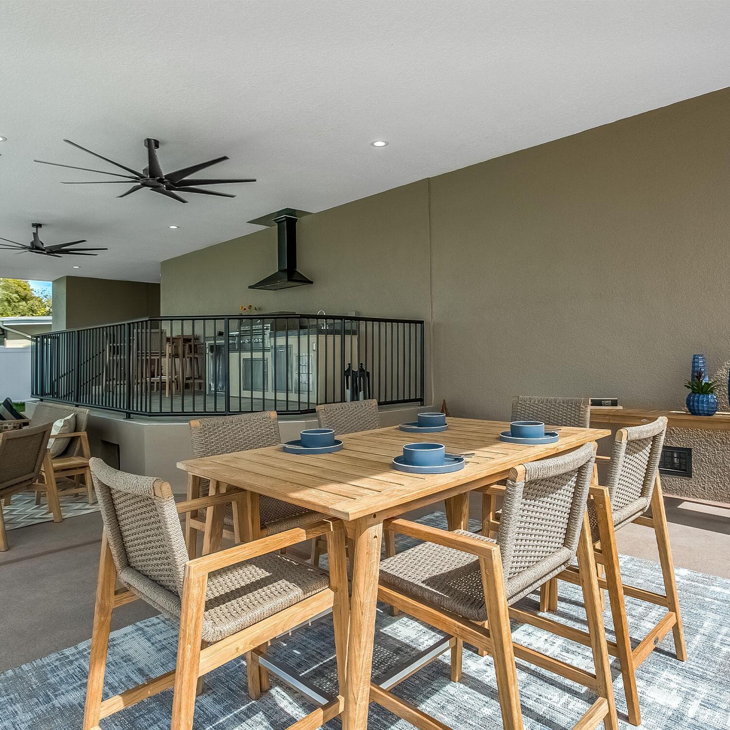 Admiral 7 Pc Rectangle Counter Height Dining Set in Brown Sand by Royal Teak Collection - By The Pool - Lifestyle thumbnail