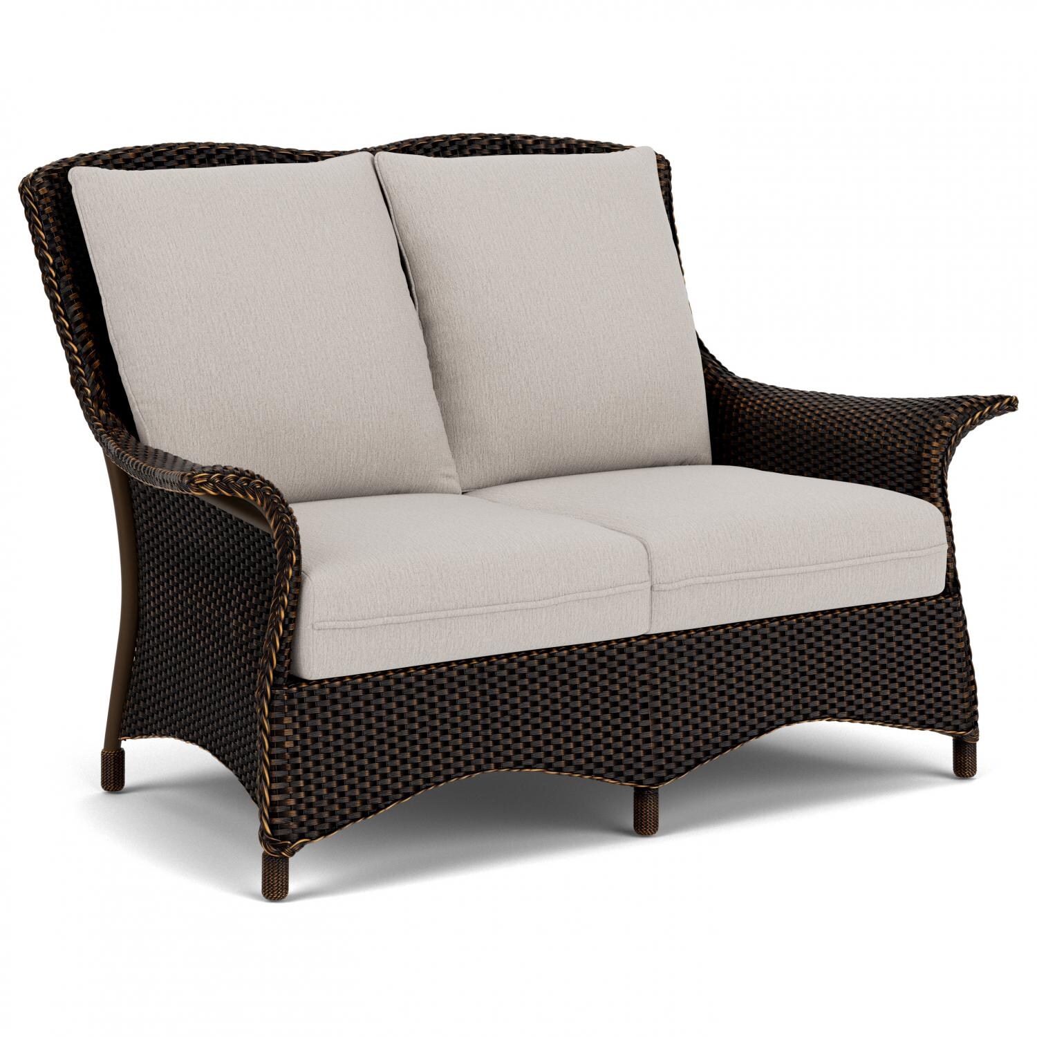 Lloyd Flanders Mandalay Loveseat in Mink Finish with Remy Cloud fabric - Angled thumbnail
