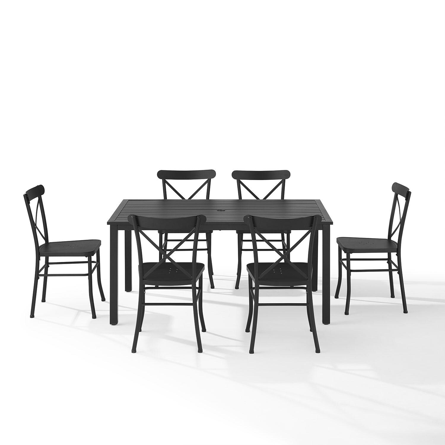 Ultimate Patio UP-92539MB 7Pc Outdoor Dining Set in Black - Rear - White Background thumbnail