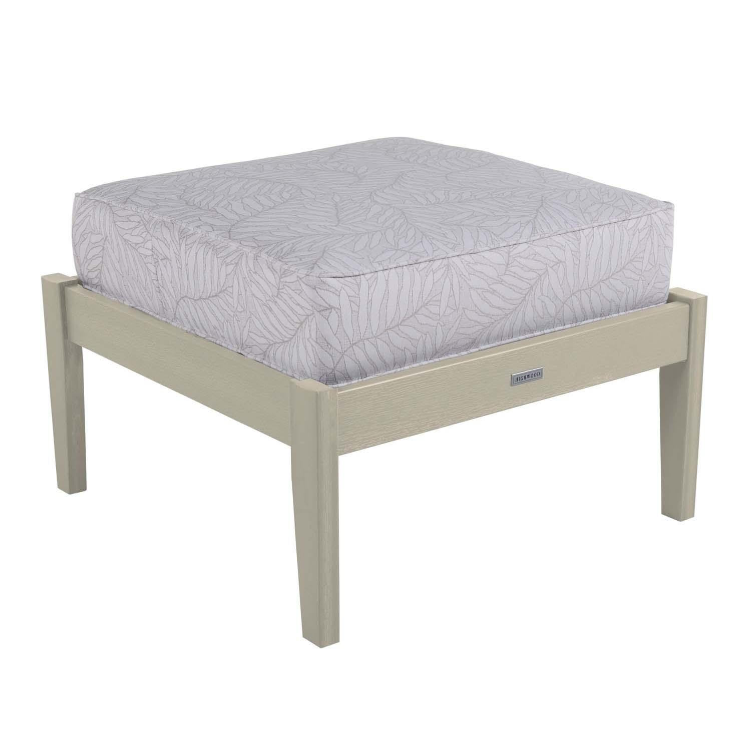 Blushing Bay Recycled Plastic Ottoman in Lively Parchment/Whitewash by Lakeview Outdoor Designs - Angled View - White Background thumbnail