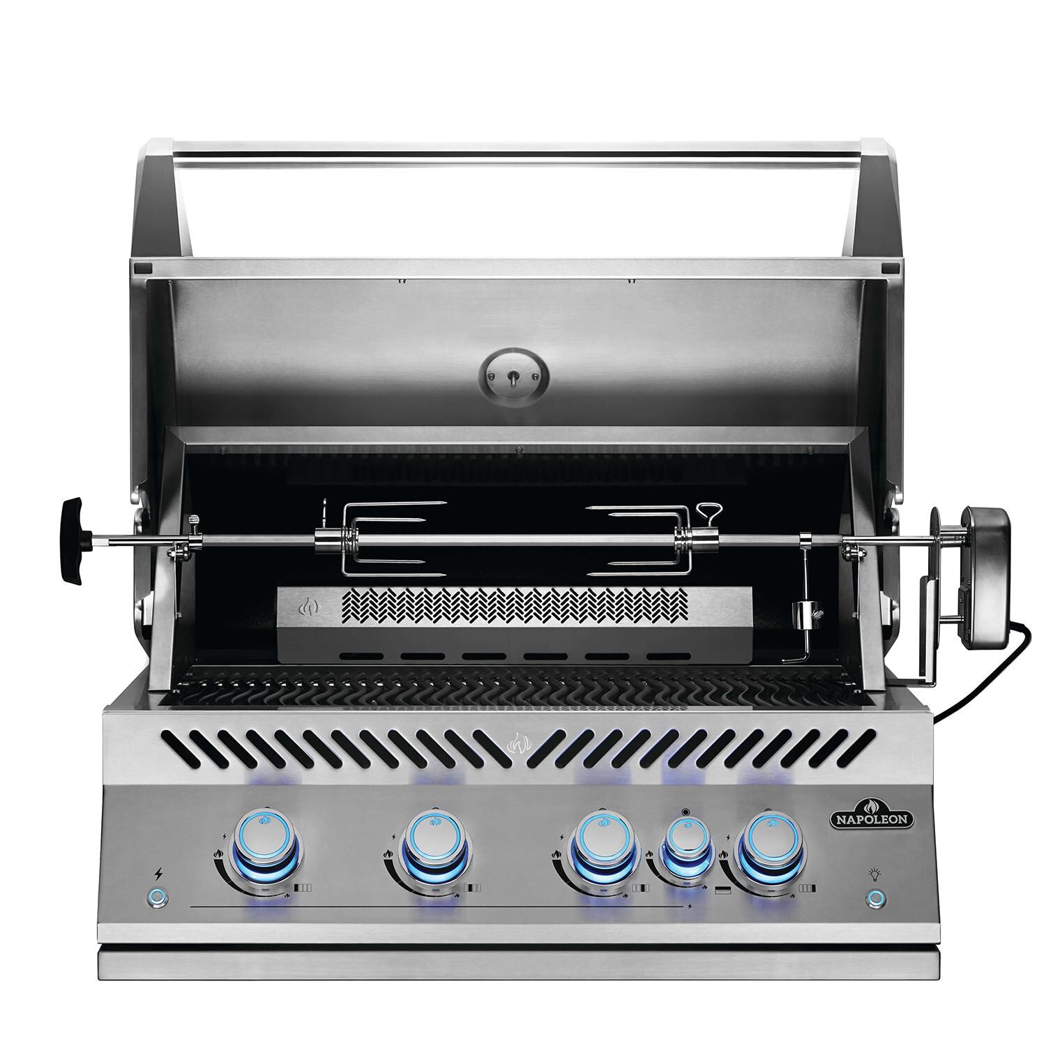 Napoleon BIG32RBPSS Built-In 700 Series 32-Inch Propane Gas Grill with Infrared Rear Burner & Rotisserie Kit - Open thumbnail
