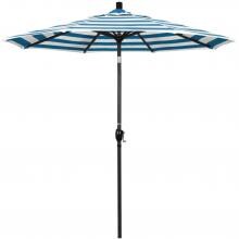 California Umbrella Pacific Trail Series 7.5 Ft Octagonal Aluminum Push Button Tilt Patio Umbrella W/ Crank Lift - Stone Black Frame / Sunbrella Cabana Regatta Canopy