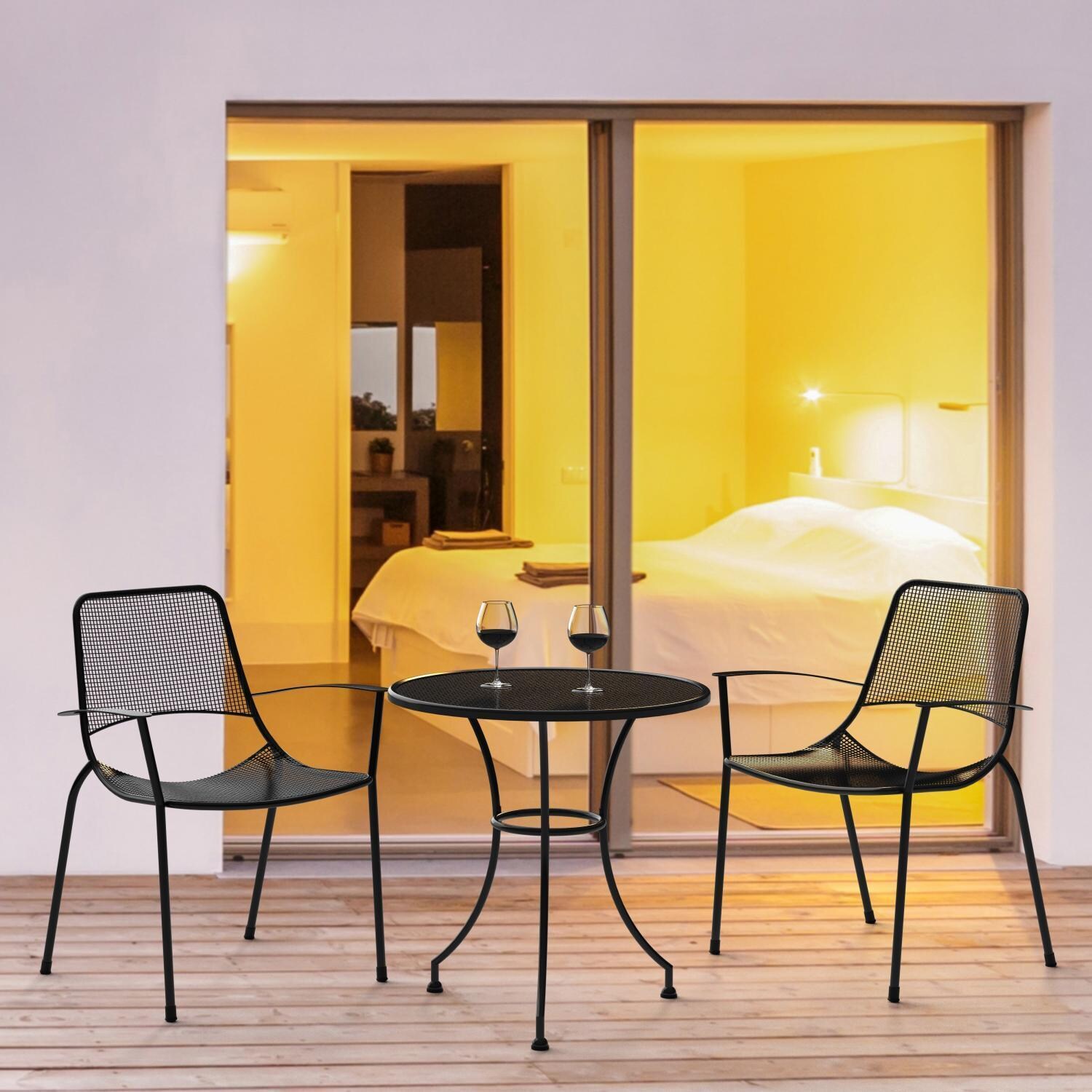 Metro 6 Pc Steel Dining Arm Chair By KETTLER - Hotel Patio - Lifestyle thumbnail