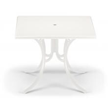 Telescope Casual 36 Inch Square Aluminum Patio Dining Table With Werzalit Top - Textured Snow/White