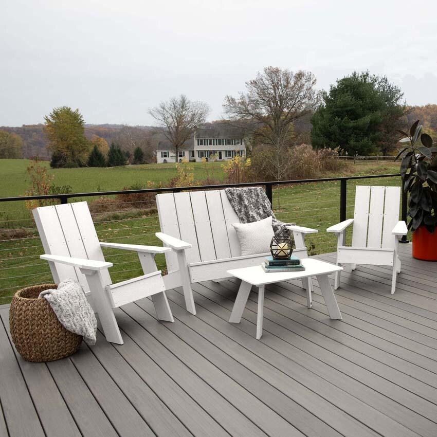 Classical Cove 4 Pc Set Polyresin Seating Set in White By Lakeview Outdoor Designs - Lifestyle thumbnail