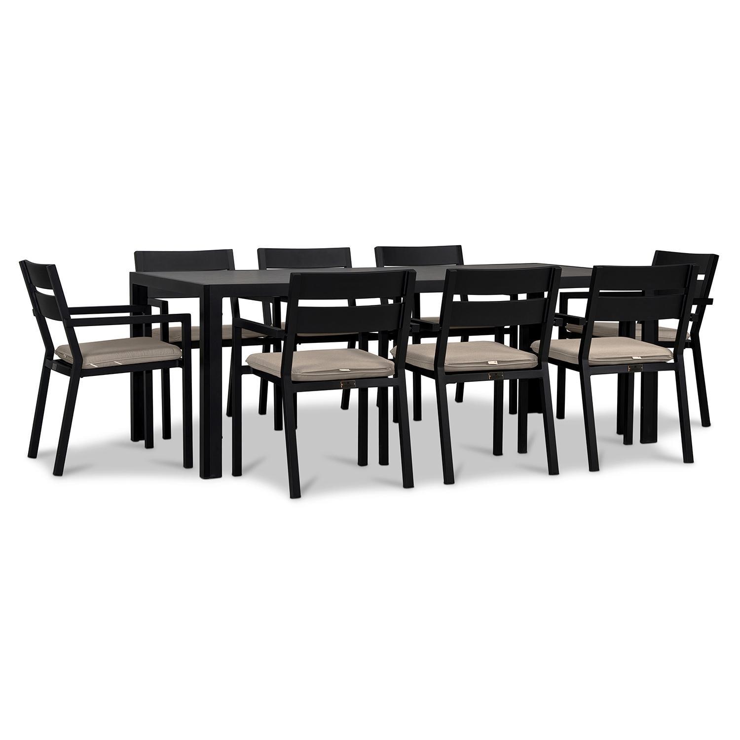 Calm Bay 9 Pc Rectangular Dining Set in Black/Canvas Flax by Lakeview - White Background 2 thumbnail