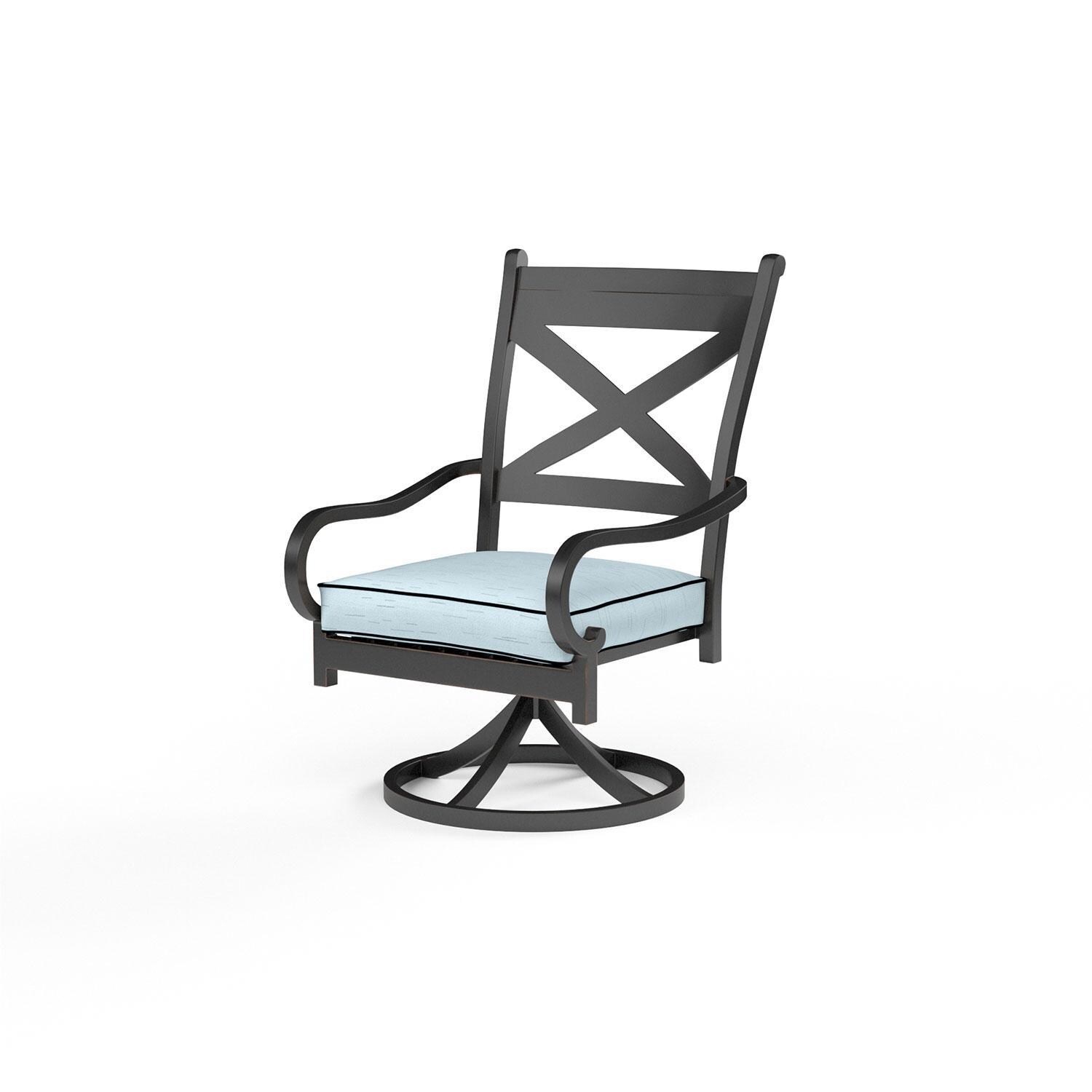 Monterey Aluminum Patio Swivel Dining Chair in Canvas Skyline w/ Self Welt By Sunset West - Display - White Background thumbnail