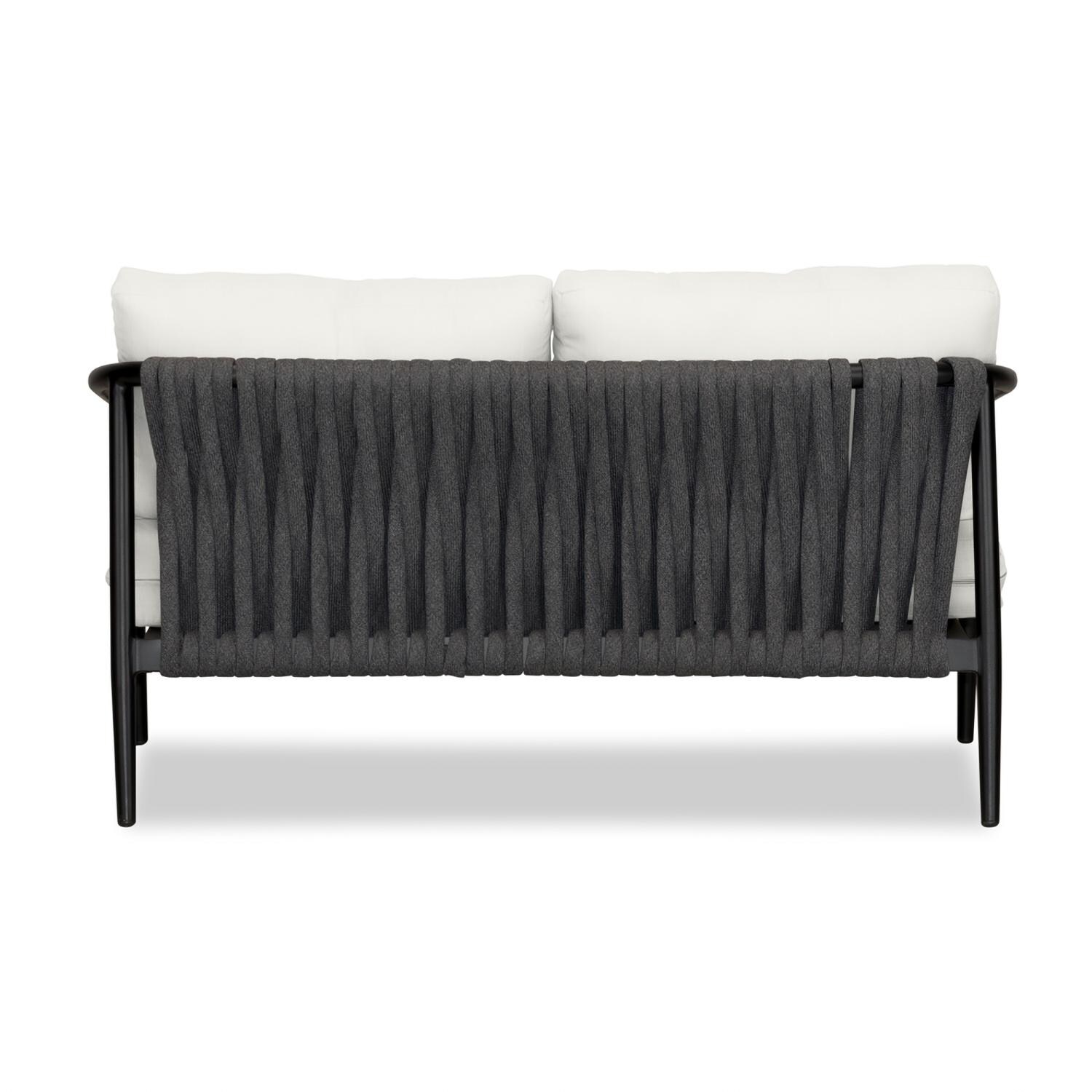 Lakeview Midnight Cove 2 Person Aluminum Loveseat in Black/Carbon/Canvas Natural - Back - White Background thumbnail
