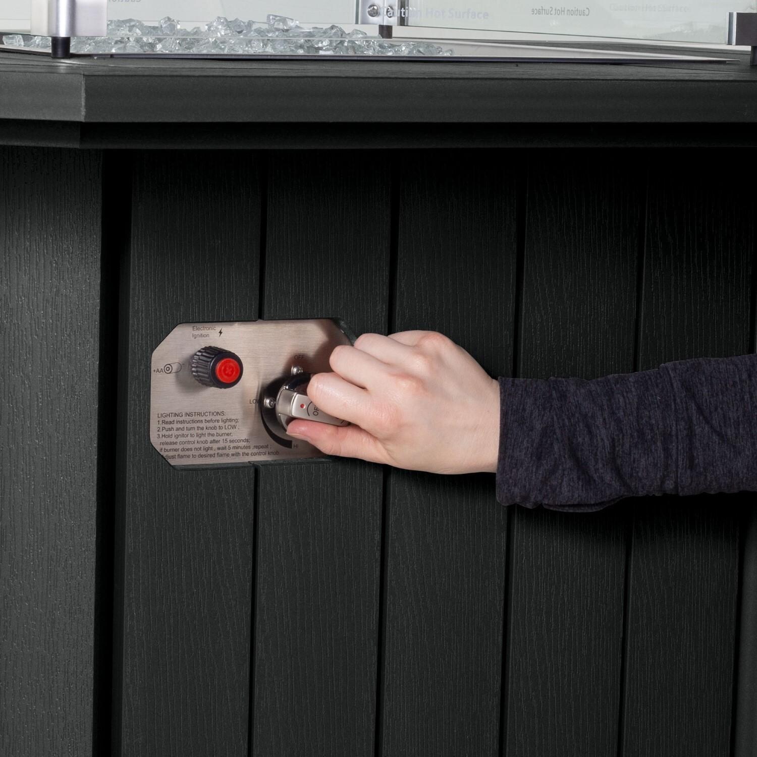 Harborview Octagonal Fire Pit Table in Black by Lakeview Outdoor Designs - Gas Supply Knob - Detail thumbnail