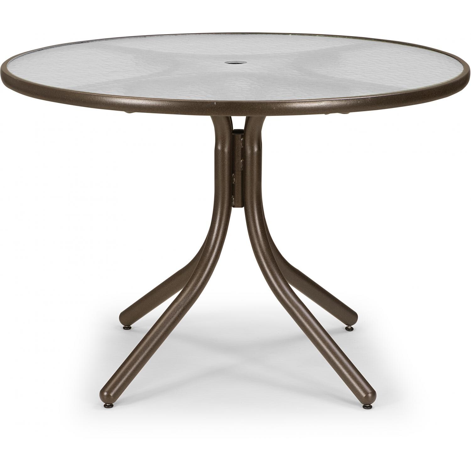Telescope Casual 42-Inch Round Aluminum Patio Dining Table With Glass Top  - Textured Beachwood thumbnail