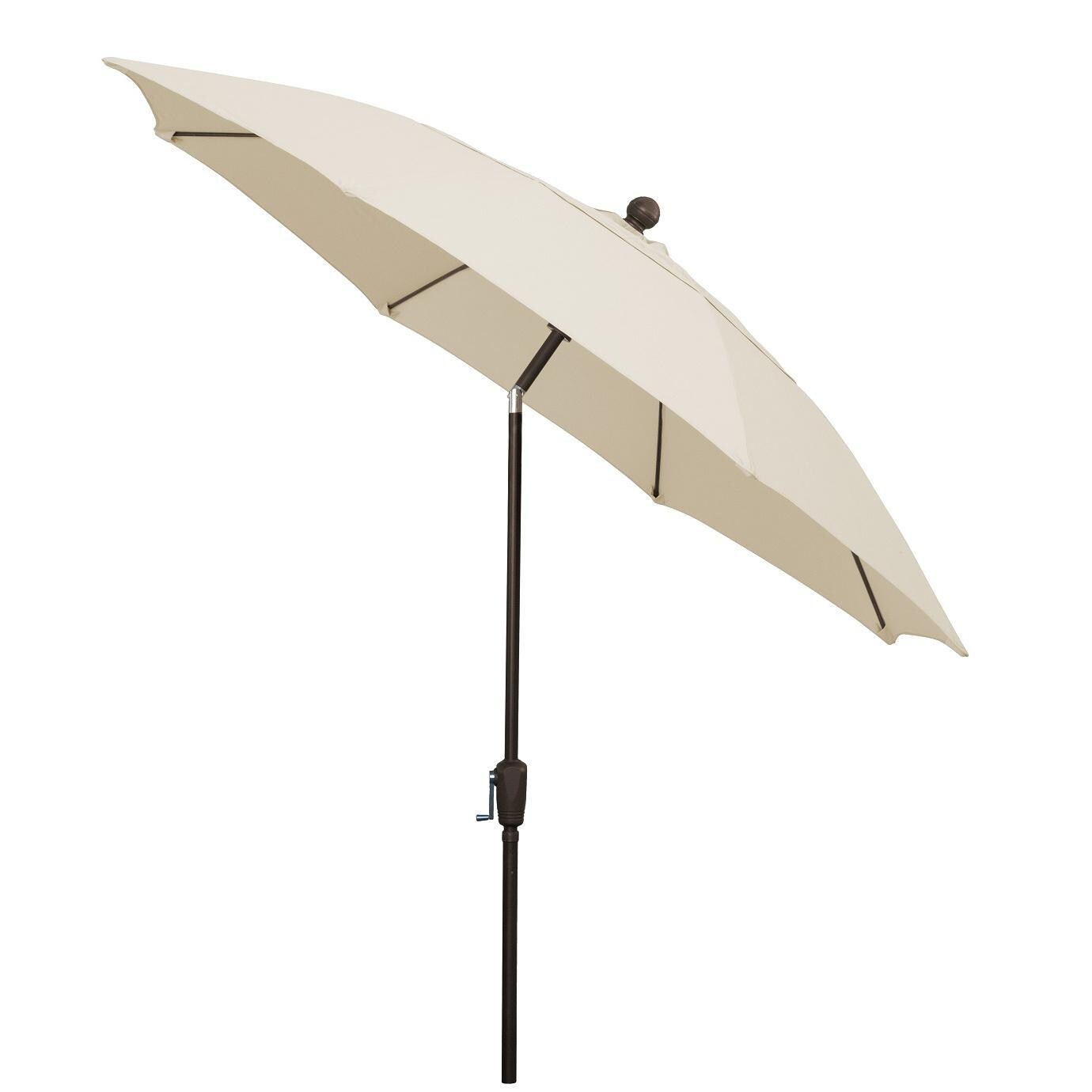 FiberBuilt 9 Ft. Aluminum Market Patio Umbrella W/ Crank Lift & Tilt - Champagne Pole / Natural Olefin