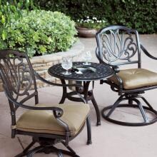 Darlee Elisabeth 3 Piece Cast Aluminum Patio Bistro Set With Swivel Rocker Chairs - End Table With Ice Bucket Insert image