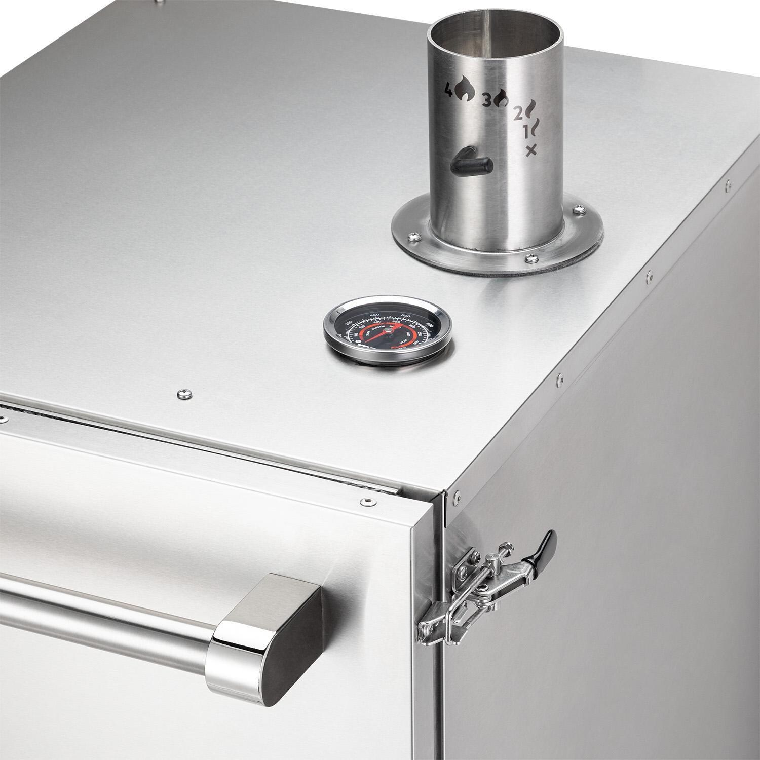 Keveri H1SS H1 Inox Vertical Muti-Purpose Charcoal Oven - Stainless Steel - Chimney & Thermometer - Detail thumbnail