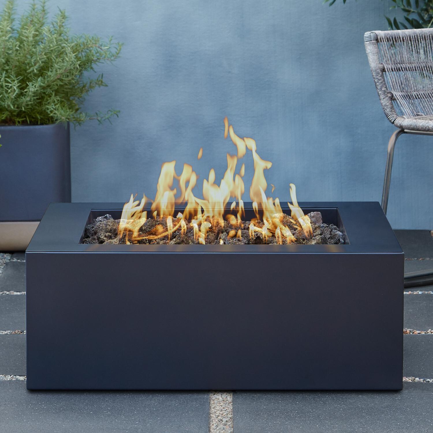 Real Flame Byron 30-Inch Square Propane Fire Pit - Raven Black - Lifestyle thumbnail