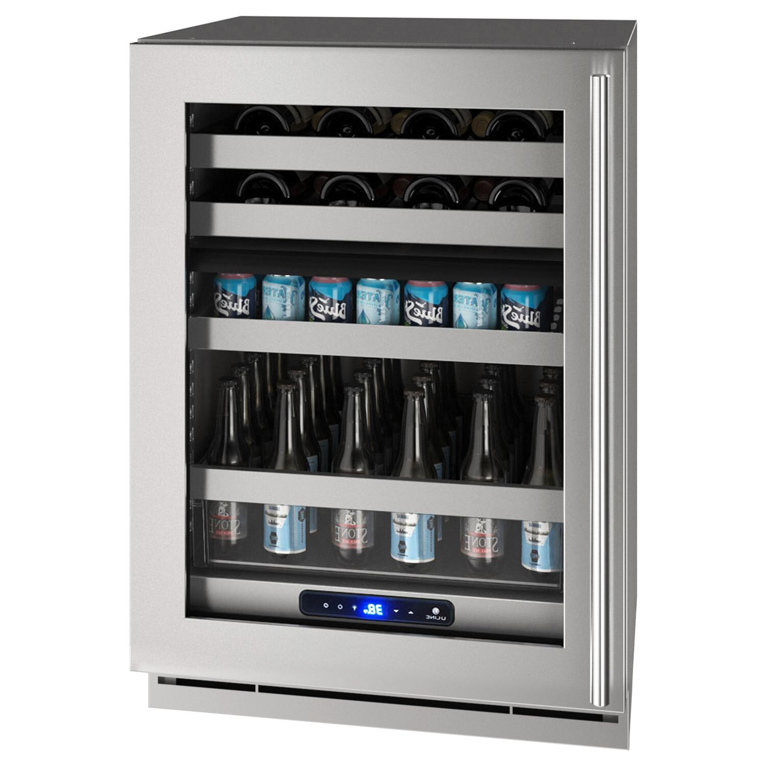 U-Line UHBD524-SG51A 5 Class 24-Inch 5.1 Cu. Ft. Dual-Zone Left Hinge Beverage Center With Lock - Stainless Steel