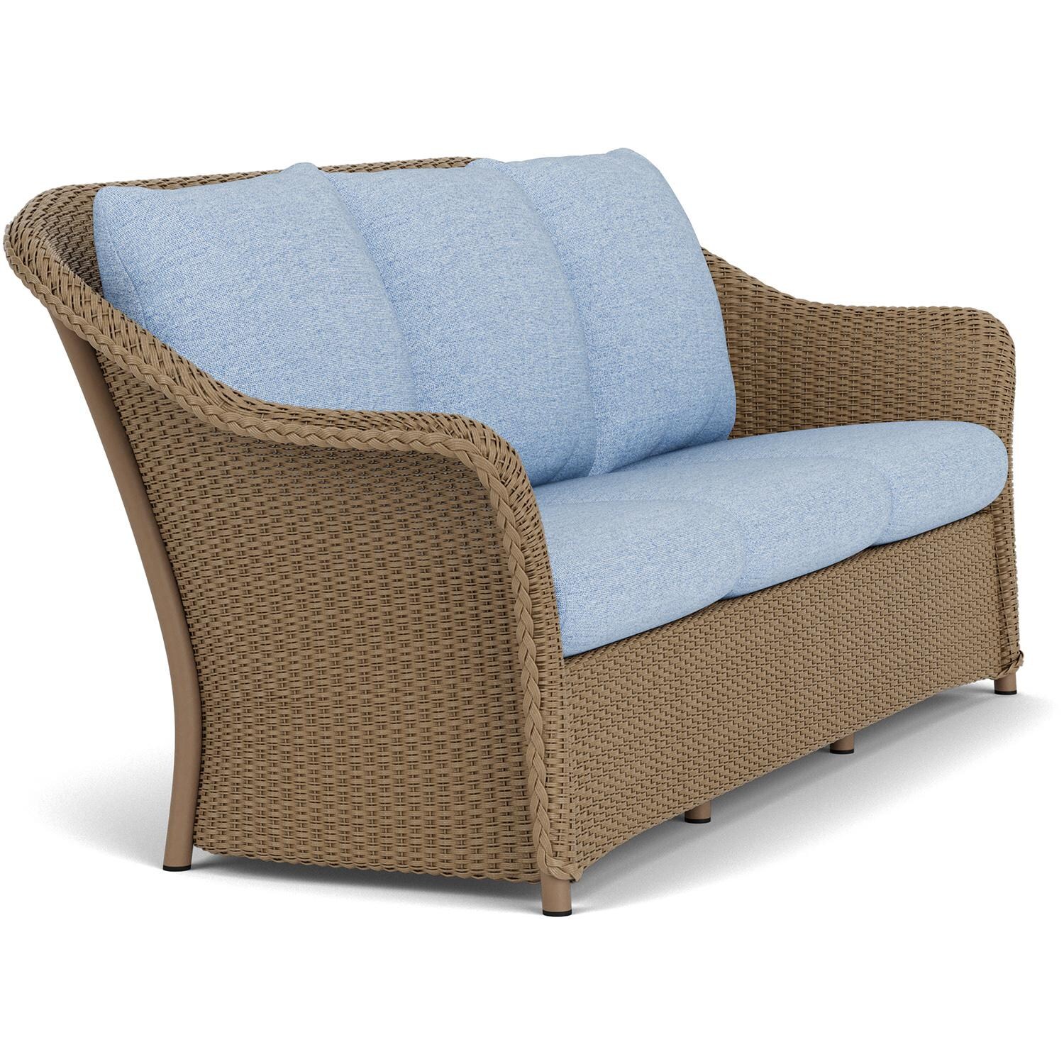 Lloyd Flanders Weekend Retreat Sofa in Fawn Finish W/ Demo Skyway Fabric - Angled thumbnail
