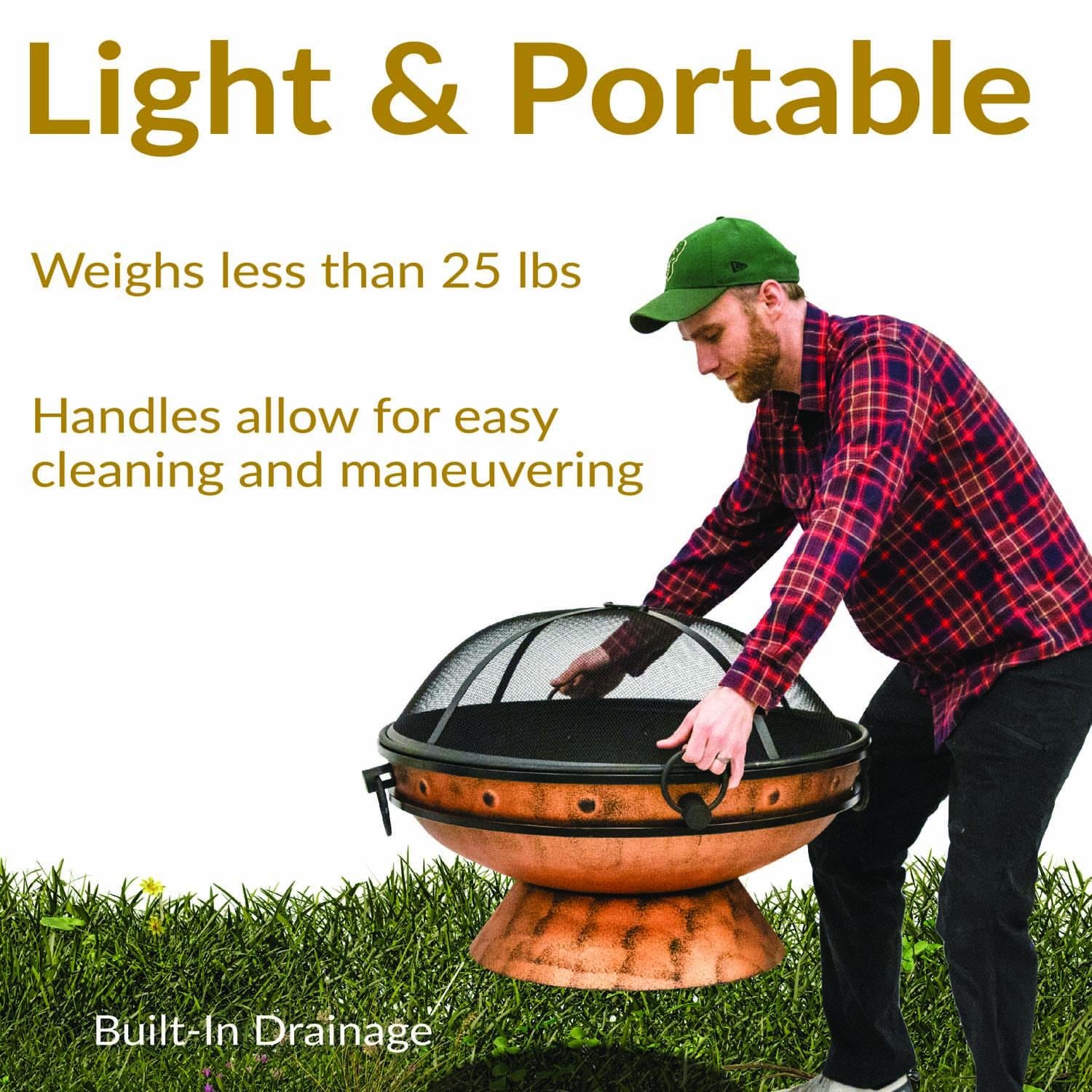 Cauldron 31-in Round Steel Wood-Burning Fire Pit in Copper by Ultimate Patio - Light & Portable - Lifestyle thumbnail