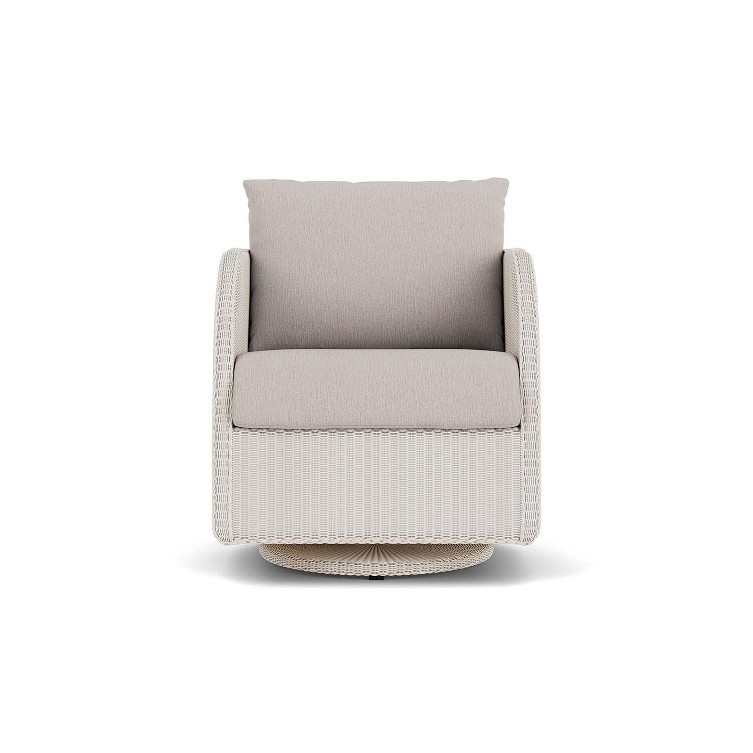 Essence Lloyd Loom Swivel Glider Club Chair in Antique White/Remy Cloud by Lloyd Flanders