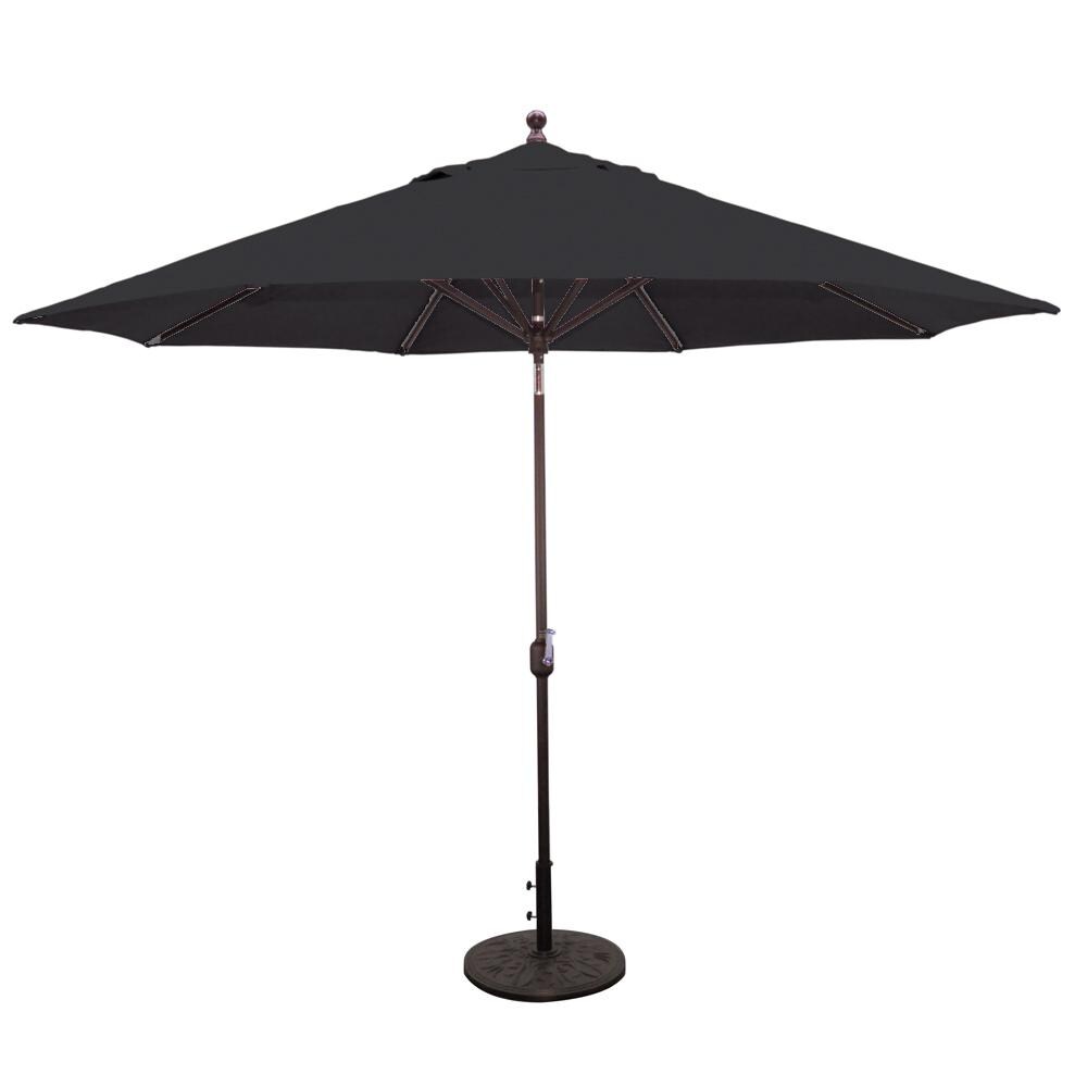 Galtech 11 Ft. Octagonal Aluminum Patio Market Umbrella W/ Crank Lift And Deluxe Auto Tilt - Antique Bronze Frame W/ Sunbrella Canvas Black Canopy