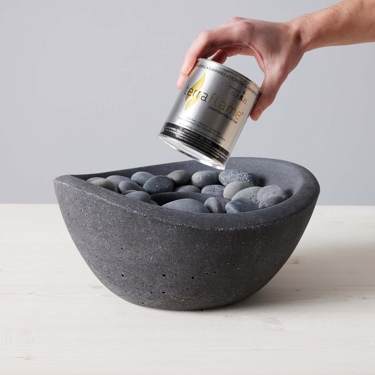 TerraFlame Wave Table Top Fire Bowl - Graphite - Gel Fuel Added thumbnail