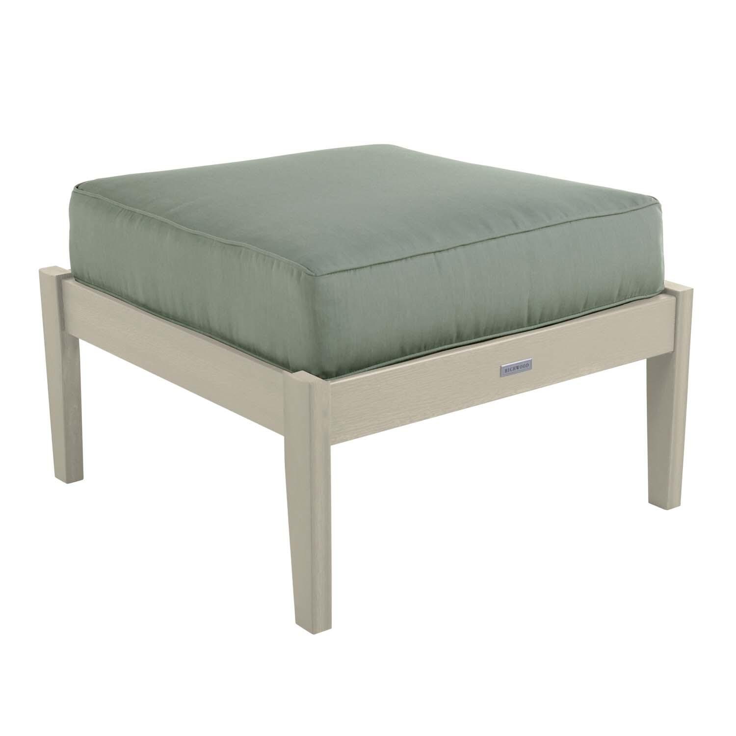 Blushing Bay Recycled Plastic Ottoman in Canvas Seasalt/Whitewash by Lakeview Outdoor Designs - Angled View - White Background thumbnail