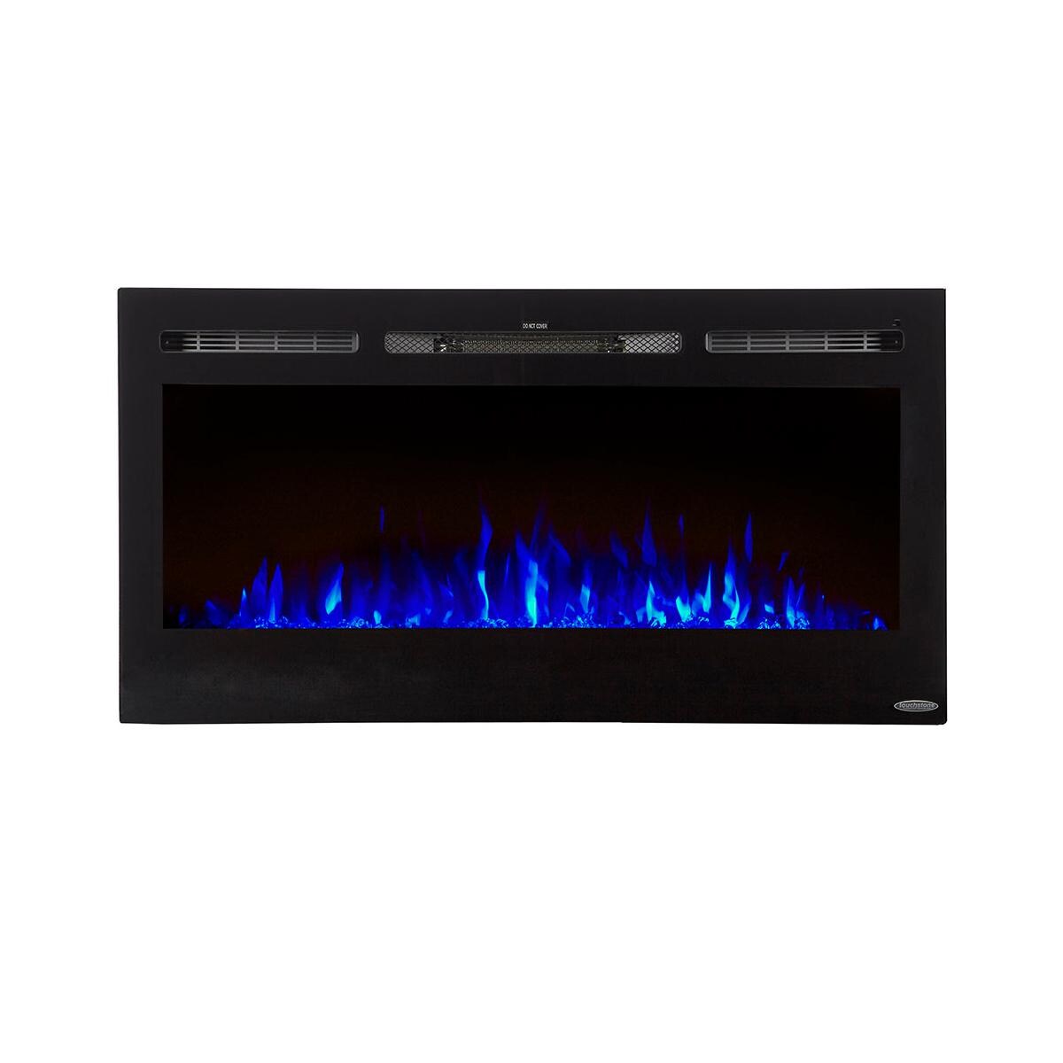 Touchstone Home Products Sideline 40-Inch Wall Mount/Flush Mount Electric Fireplace With Black Glass Surround - Glass Blue thumbnail