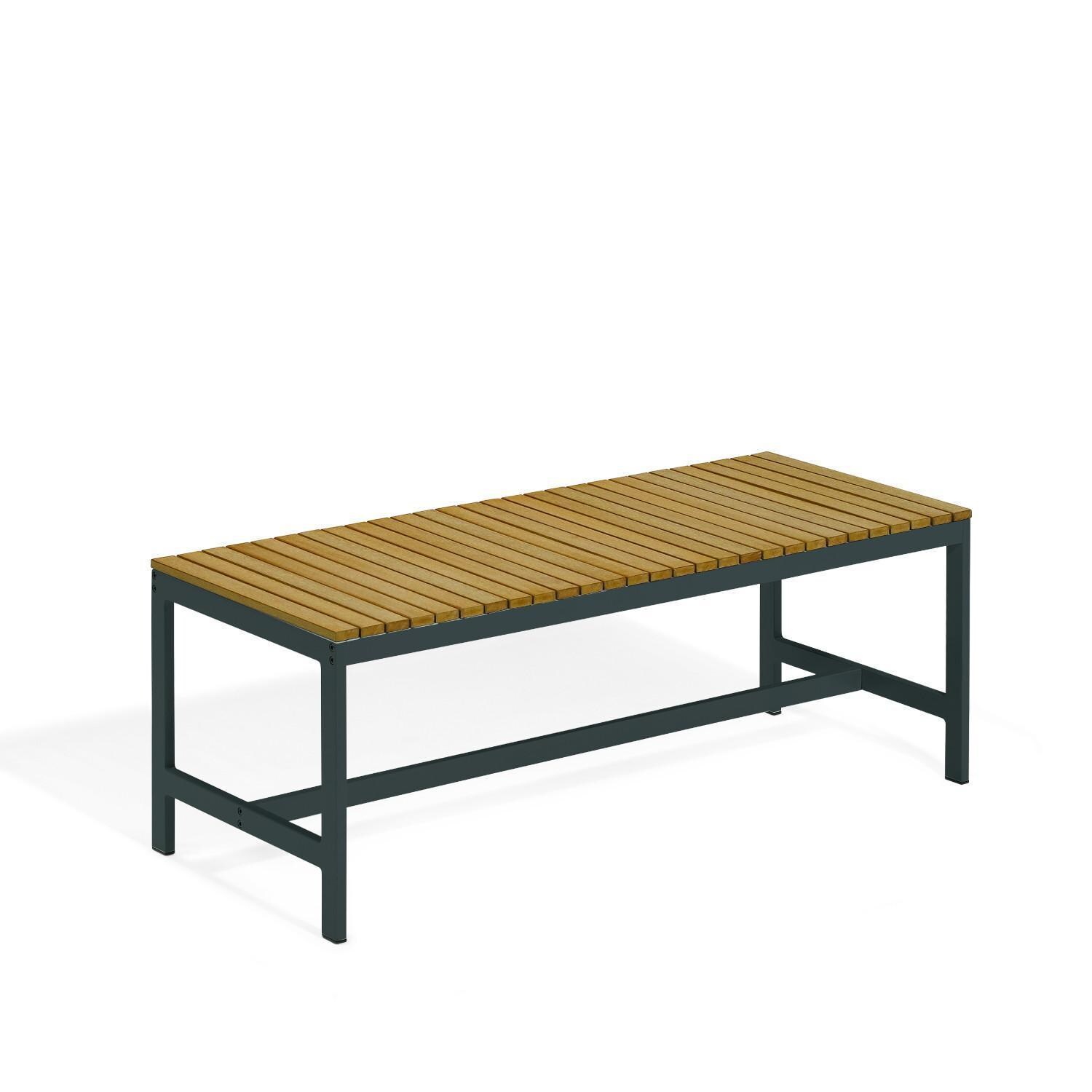 Oxford Garden Travira 6 Piece Carbon Aluminum Patio Dining Set - Natural Tekwood Backless Bench thumbnail