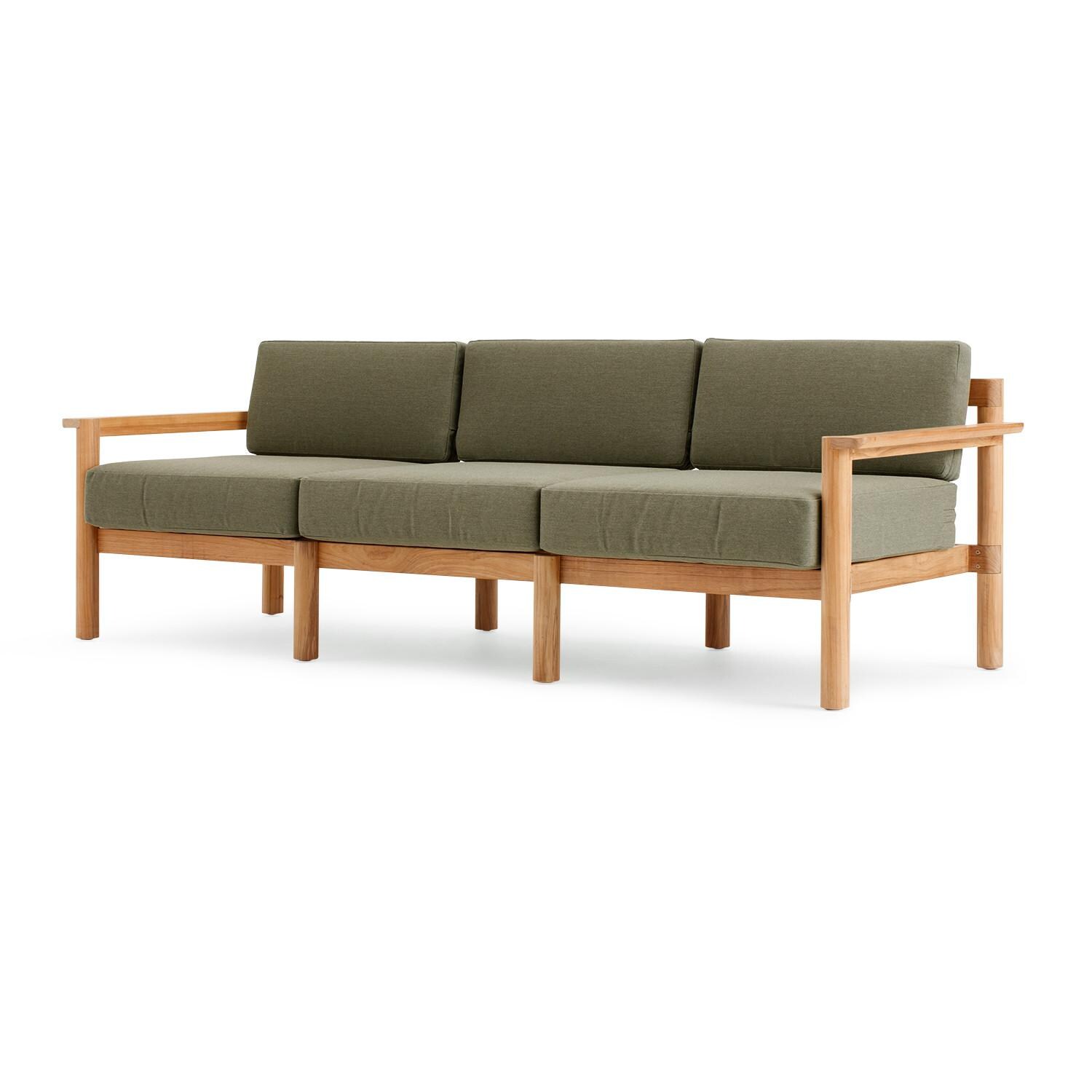 Neighbor Sofa W/ Teak Arms - Sunbrella Leaf