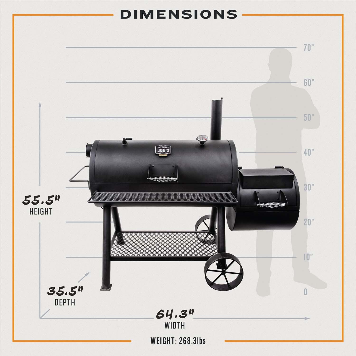 Oklahoma Joe's 17202053 Longhorn Reverse Flow Smoker - Dimensional thumbnail