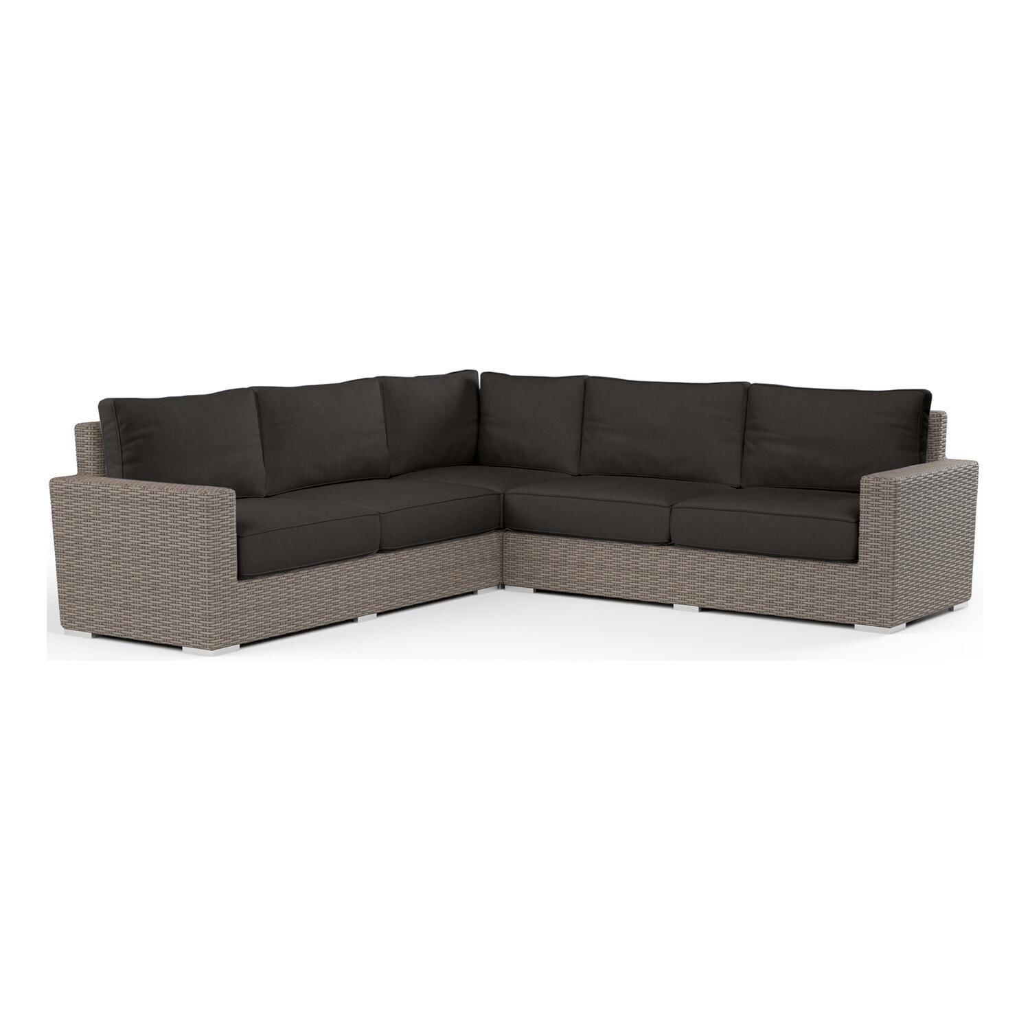 Coronado 5 Person Wicker Sofa in Driftwood/Spectrum Carbon by Sunset West - White Background thumbnail
