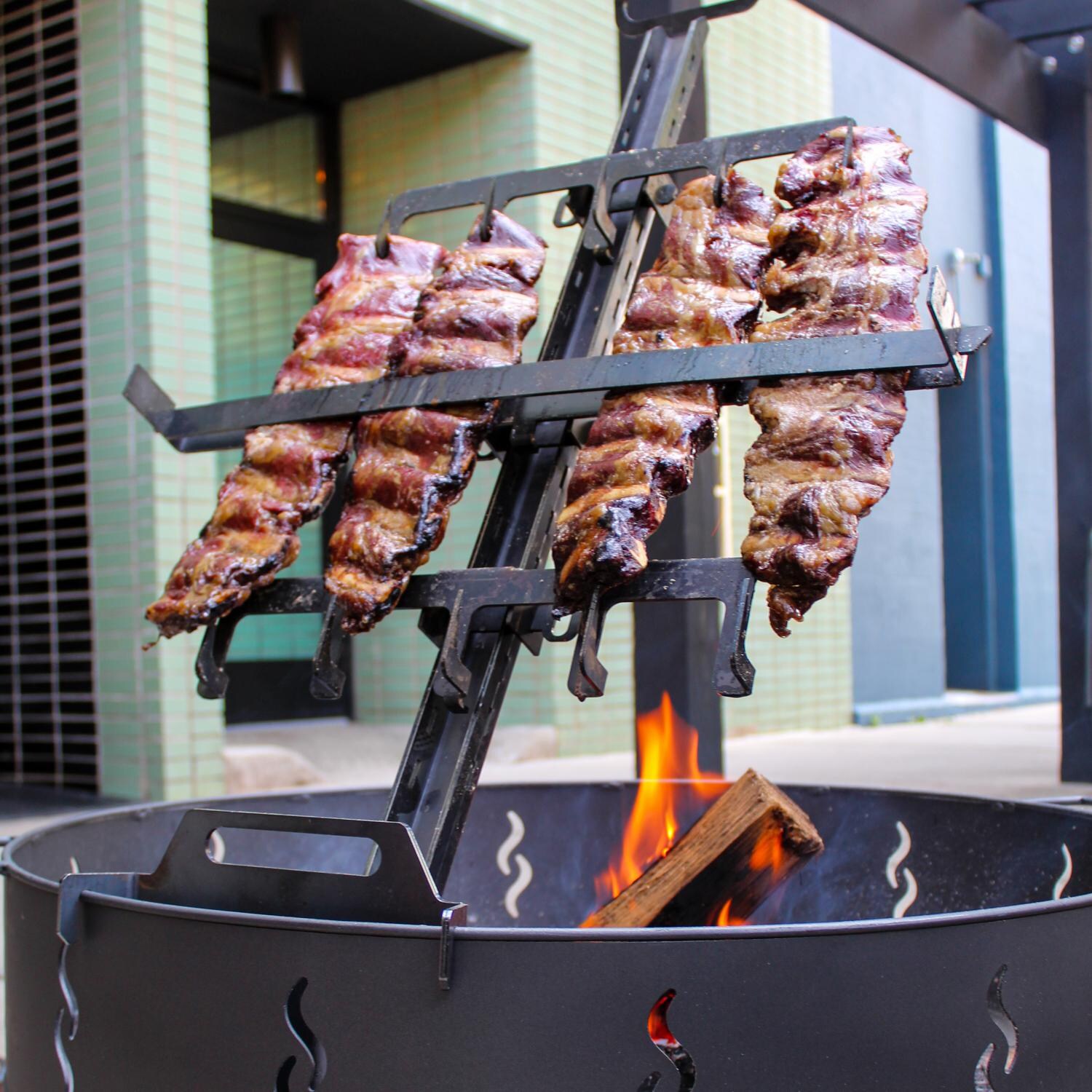 Nuke PATAGONIA Patagonia Wood Firepit and Grill - Angled Asado Iron Cross thumbnail