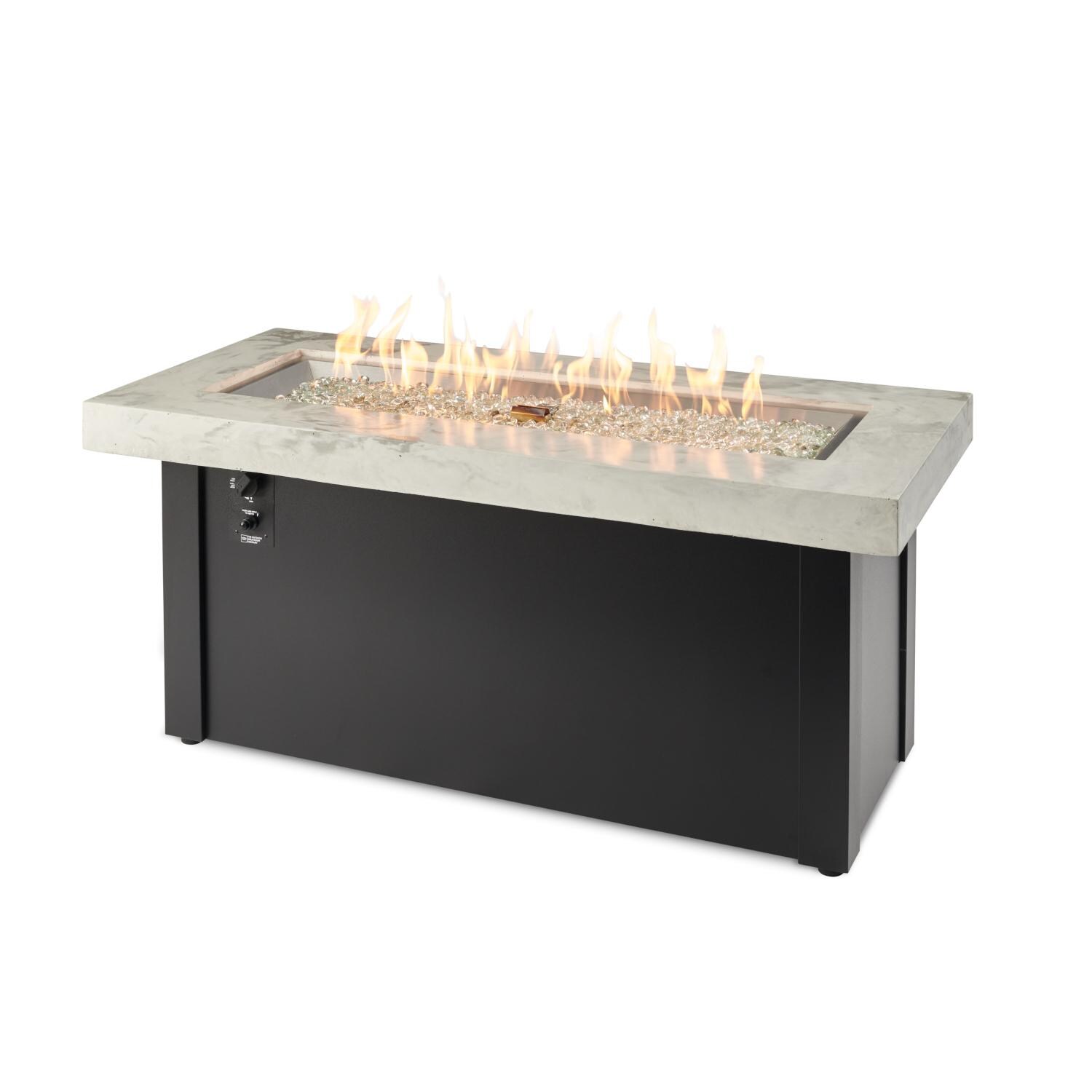 The Outdoor GreatRoom Company KL-1242-BLK-WO-K-NG Key Largo 54-Inch Rectangular Propane Gas Fire Table w/ 42-Inch Crystal Fire Plus Burner thumbnail