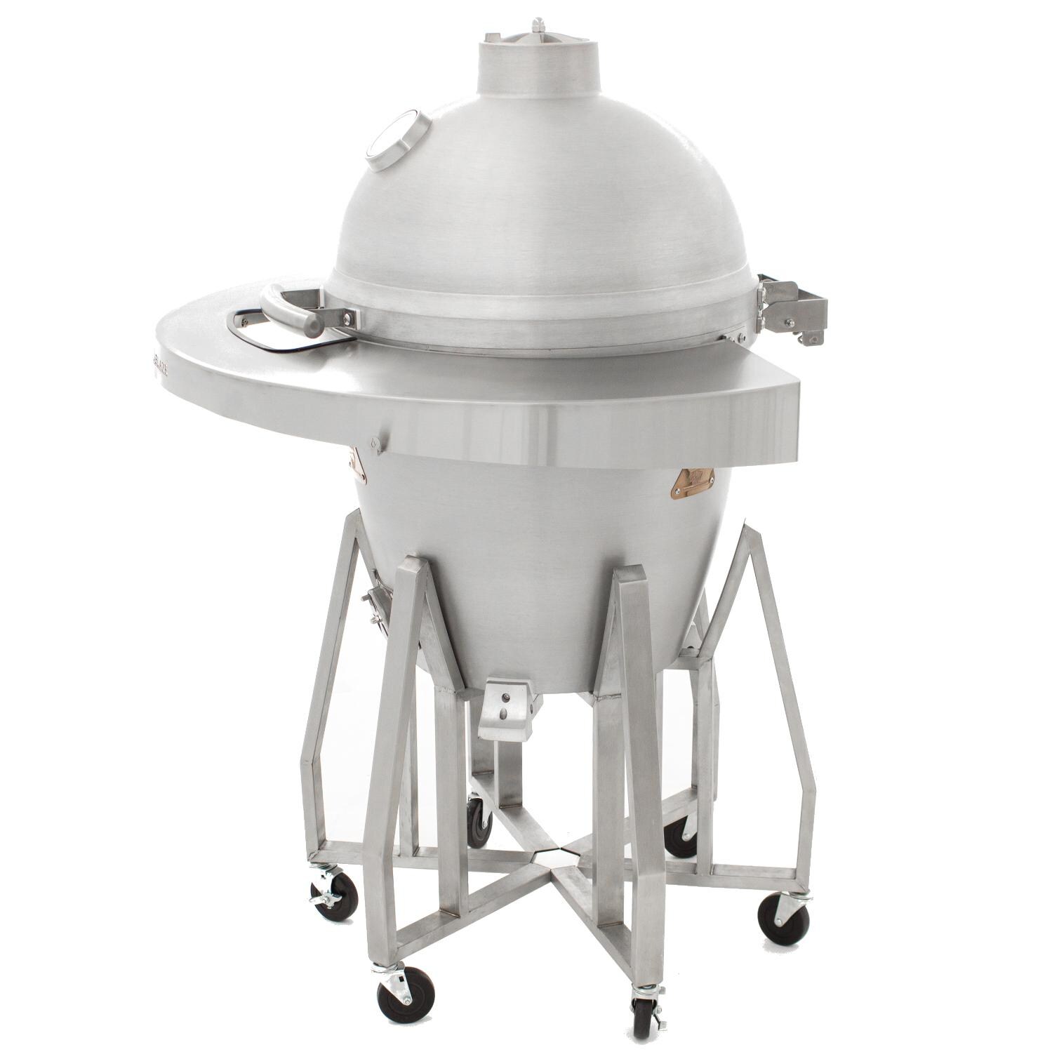 Blaze 20-Inch Freestanding Cast Aluminum Kamado Grill With Round Shelf - Side View thumbnail