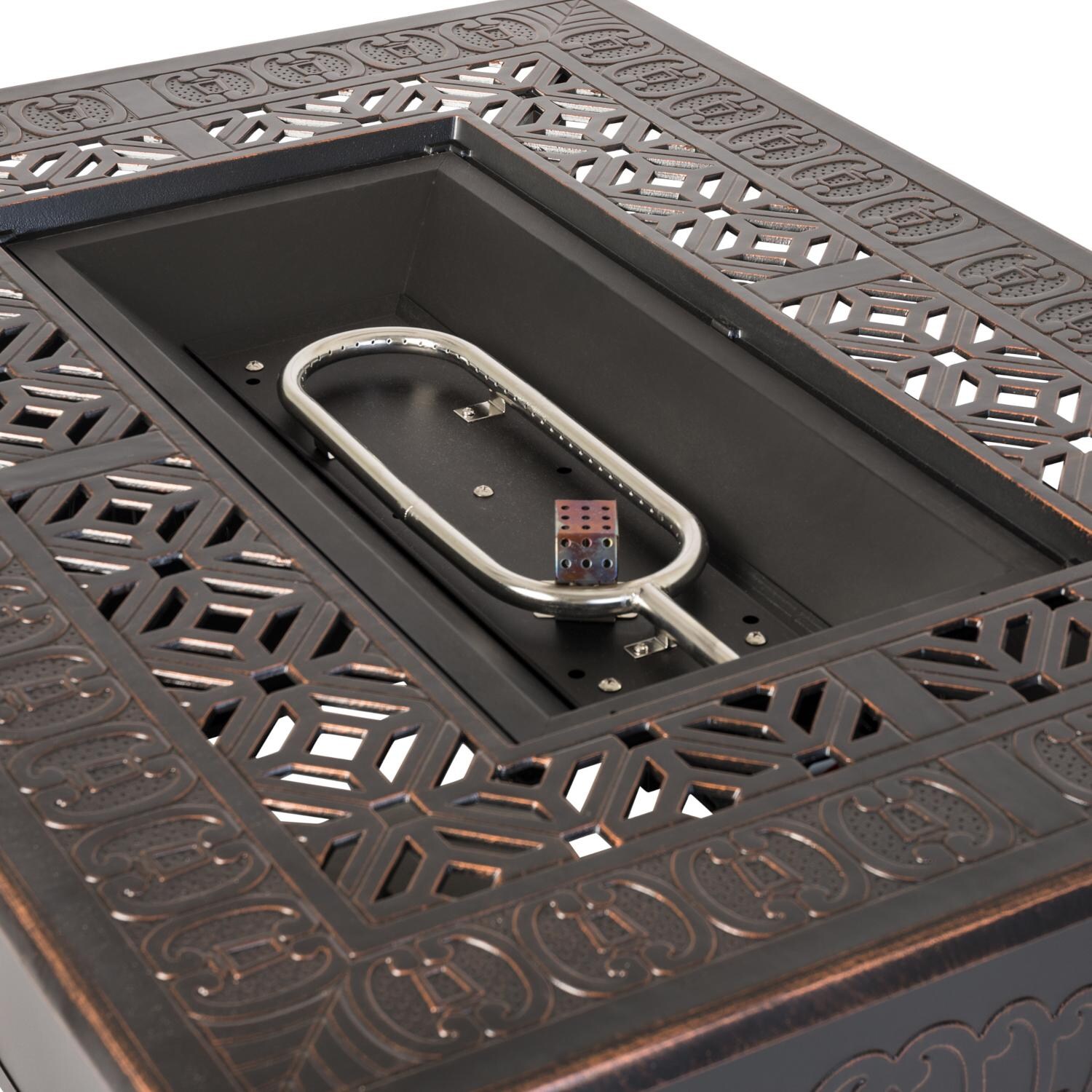 Ultimate Patio SC62743 Cabin Parc 48-Inch Rectangular Aluminum Propane Fire Pit Table - Burner No Fire Glass thumbnail