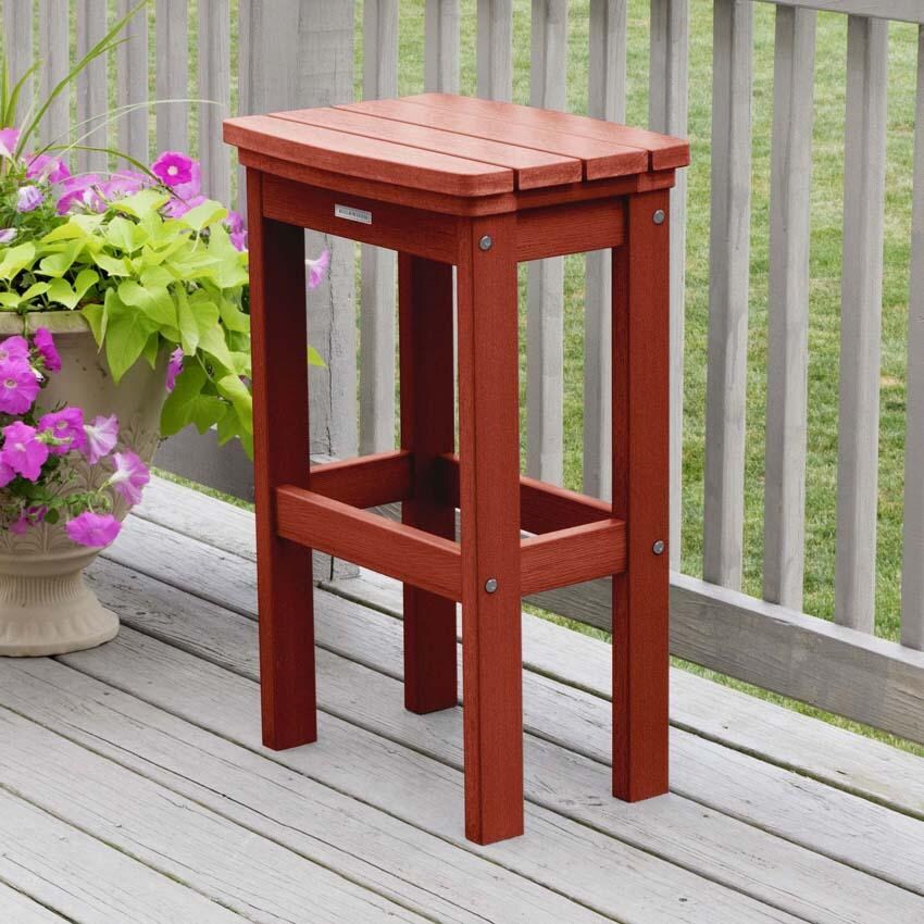 Hart Lane Polyresin Bar Stool in Rustic Red By Lakeview Outdoor Designs - Angled - Lifestyle thumbnail