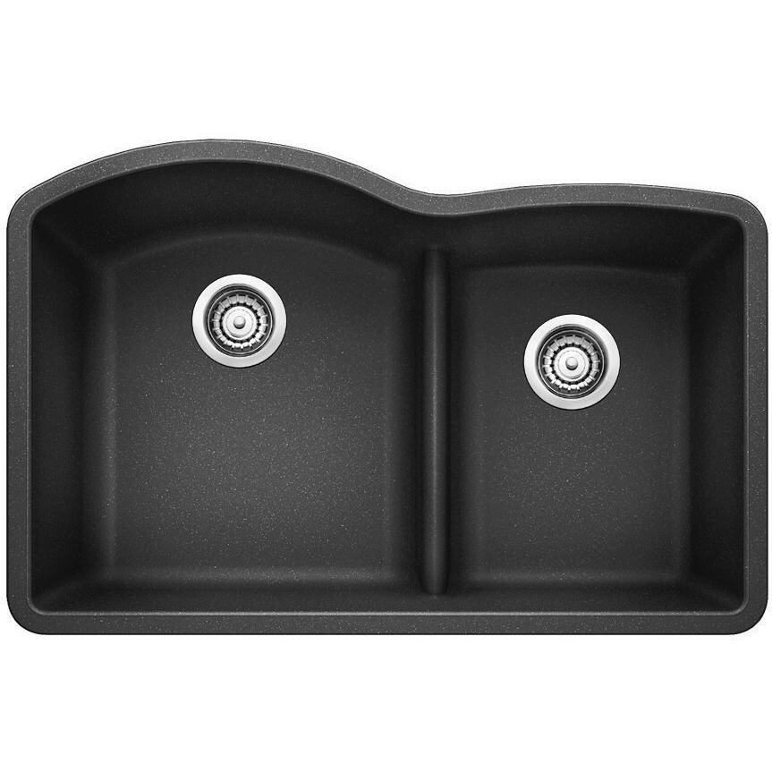 Blanco Diamond 30 X 20 Silgranit II 1-3/4 Low-Divide Double Bowl Undermount Sink - Anthracite - 441590
