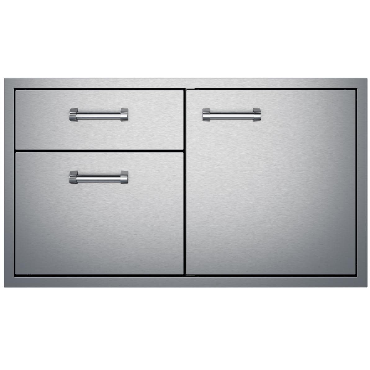 Delta Heat DHDD362-B 36-in Stainless Steel Access Door & Double Drawer Combo - White Background thumbnail