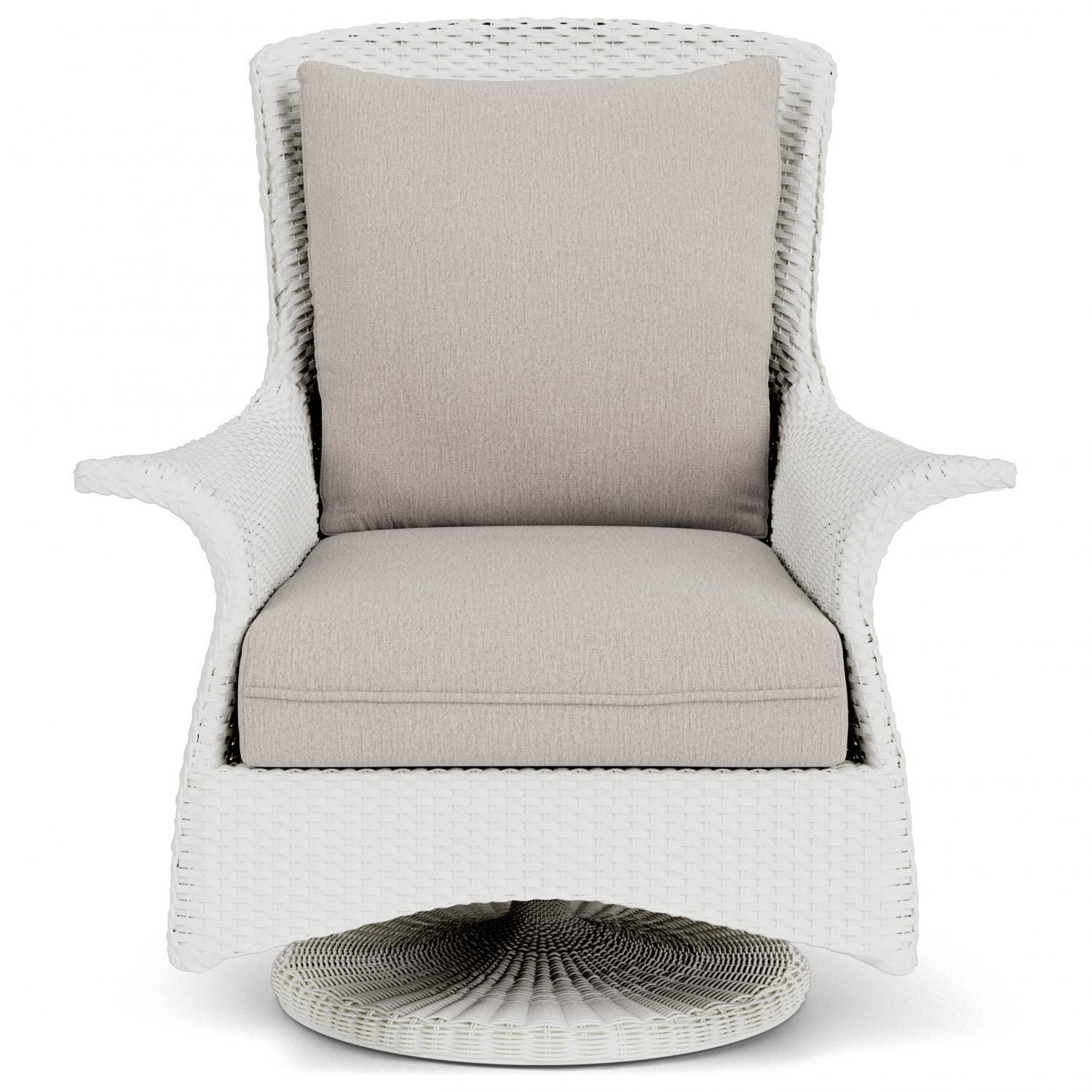 Mandalay Lloyd Loom Swivel Rocker Club Chair in Matte White/Remy Cloud by Lloyd Flanders