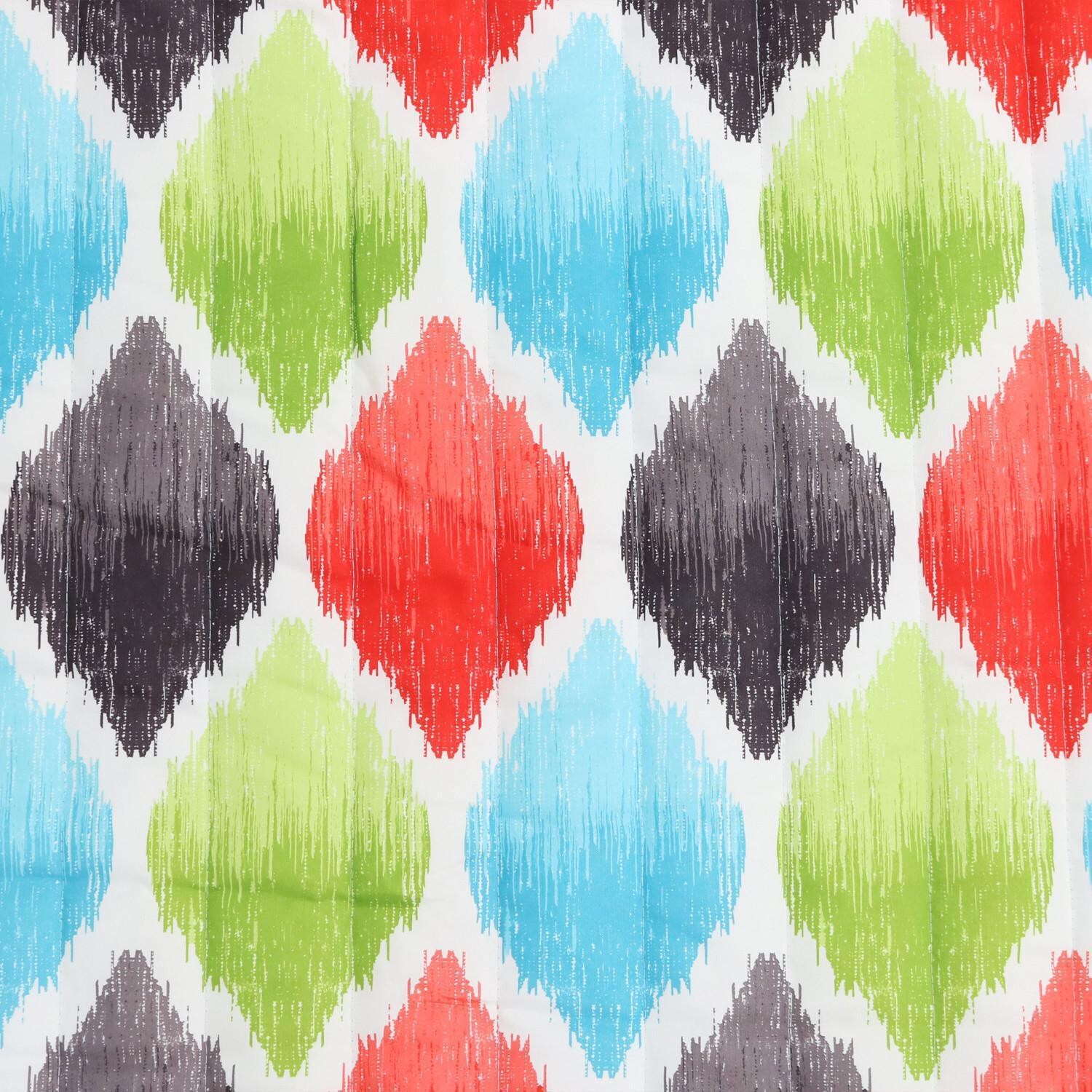 Ultimate Patio Quilted Double Hammock w/ Curved Spreader Bars & Pillow - Vivid Mult-Color Quatrefoil - Fabric Swatch thumbnail