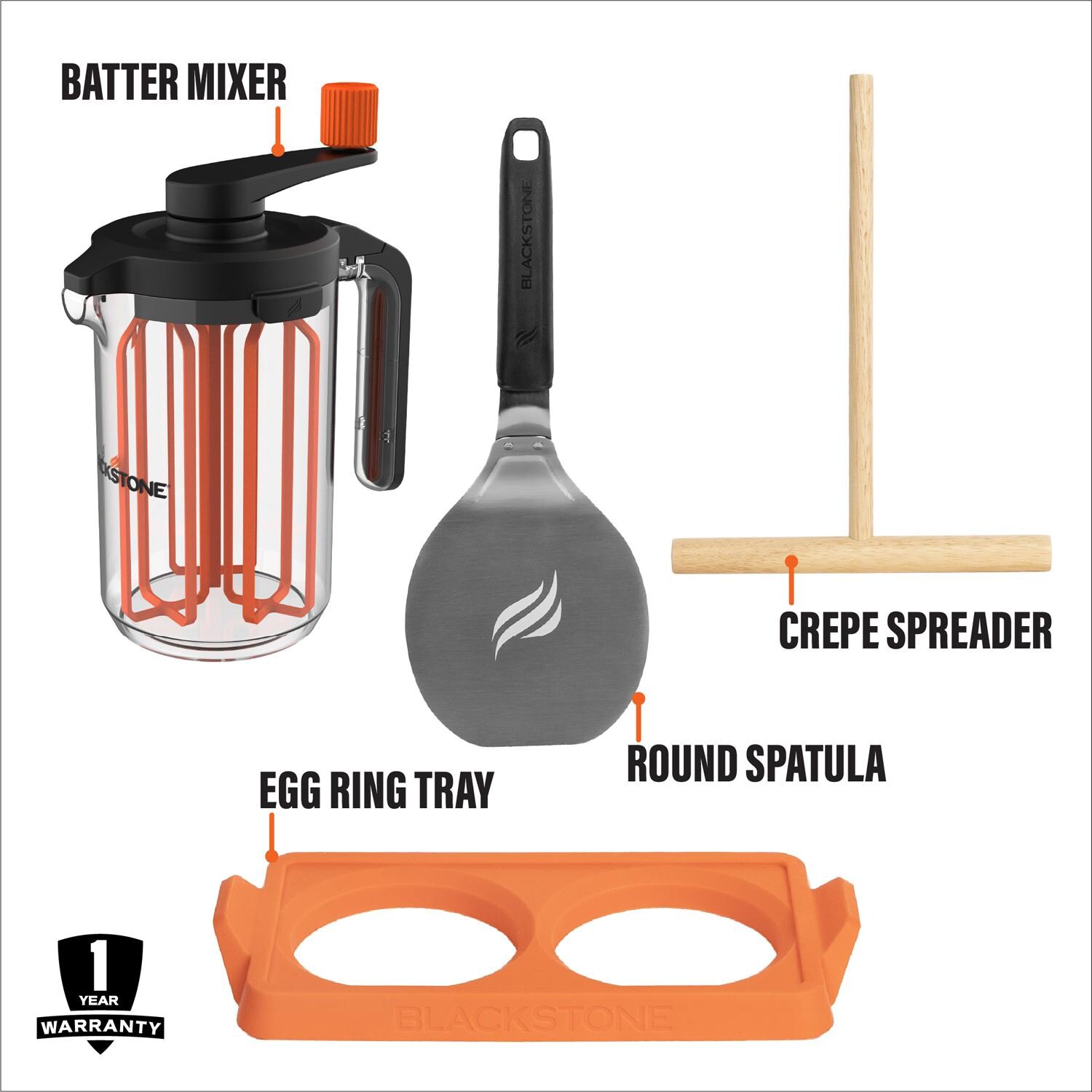 Blackstone 5461 4 Pc Breakfast Kit - What's Included - White Background thumbnail