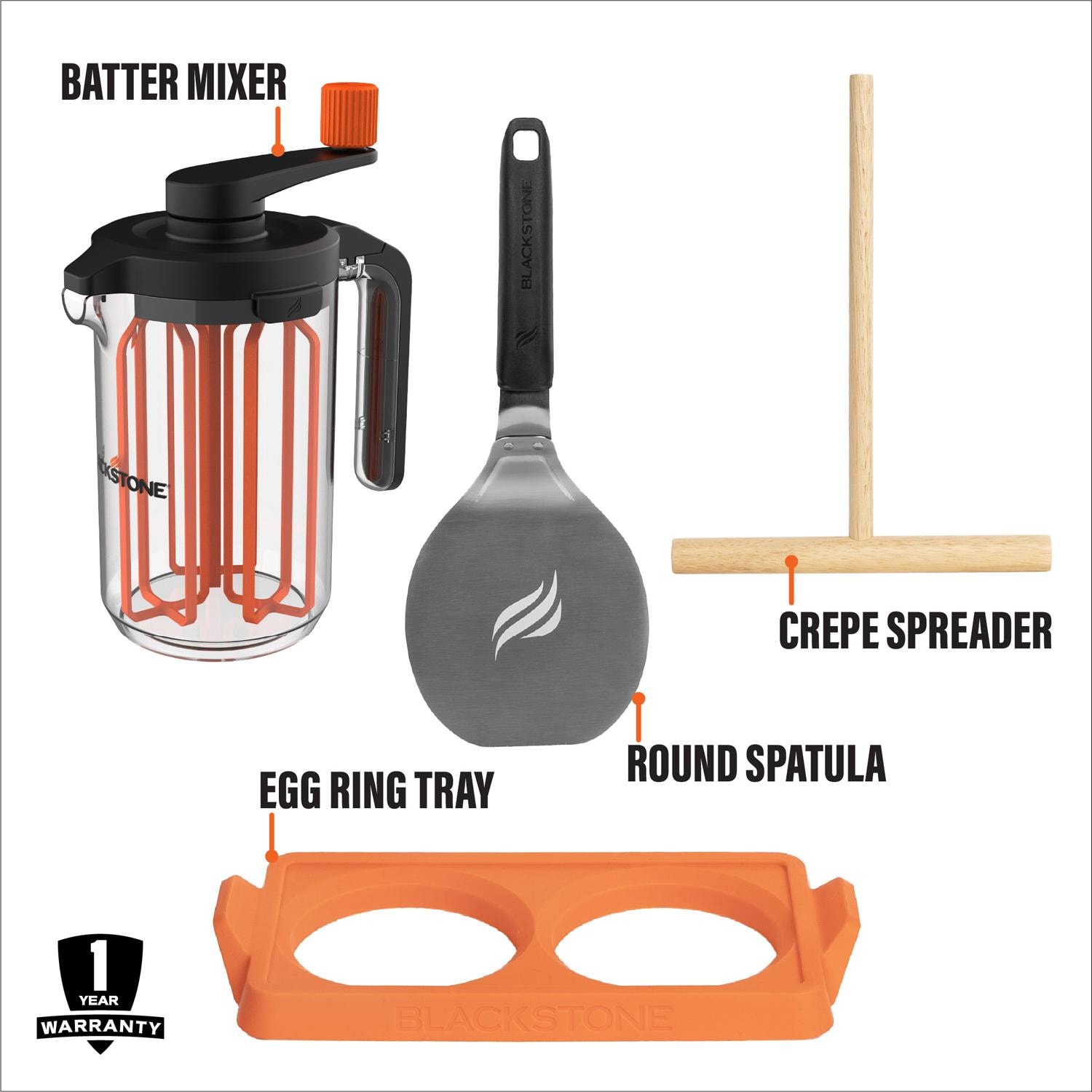 Blackstone 5461 4 Pc Breakfast Kit - What's Included - White Background thumbnail