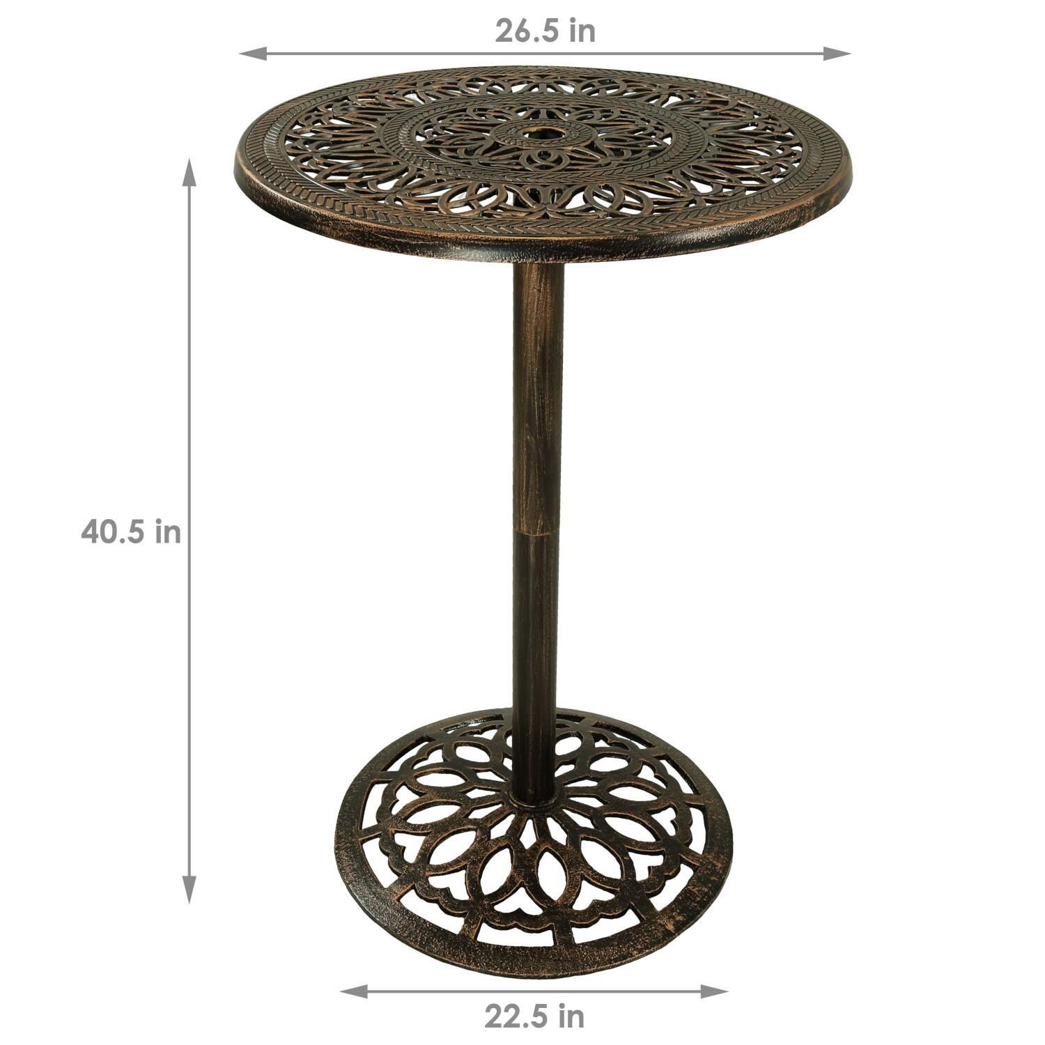 Ultimate Patio 26-Inch Round Bar-Height Cast Iron Table - Dimensions thumbnail